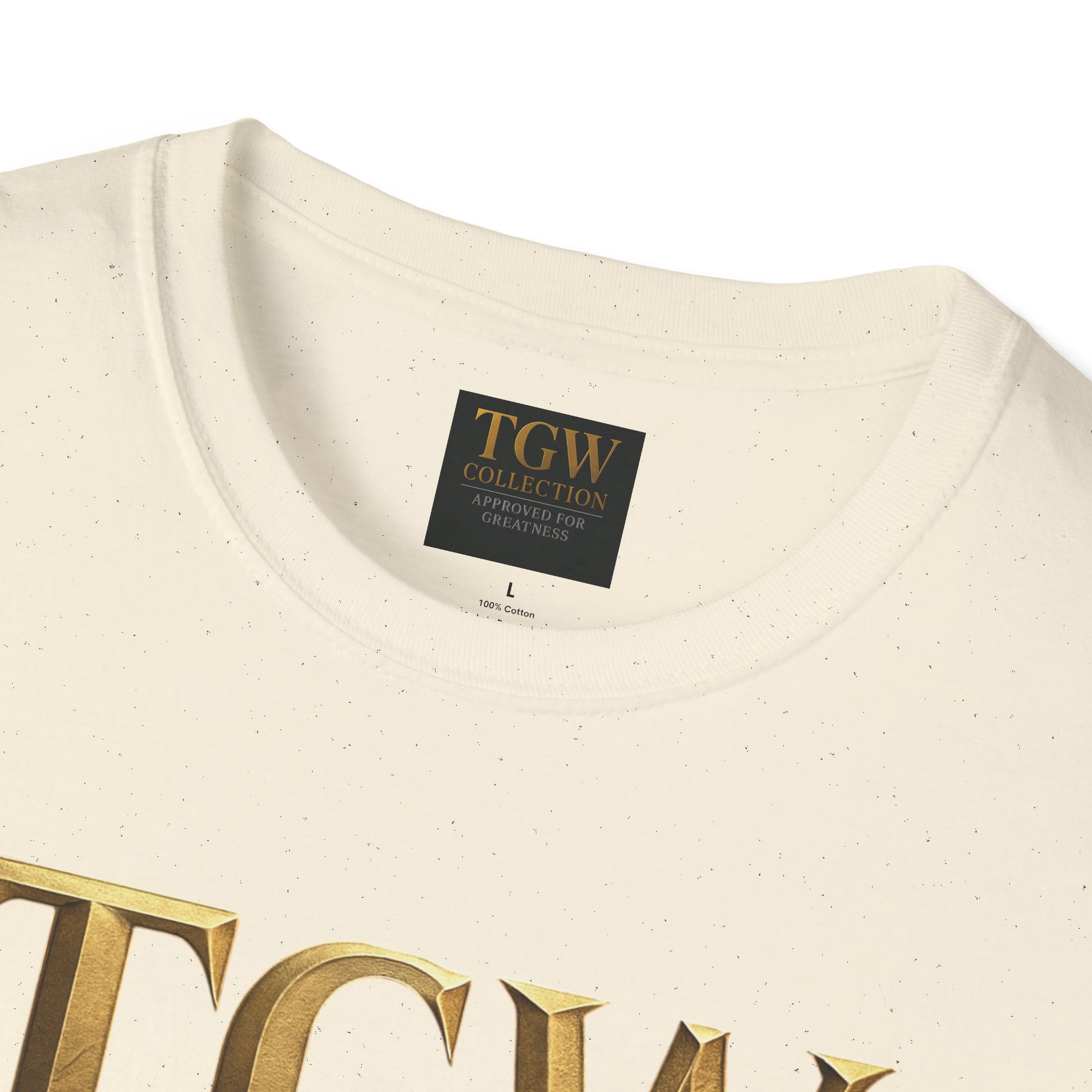 Elegant Gold Lettering Soft style T-Shirt, Casual Tee, Stylish Apparel, Gift for Fashion Lovers, Everyday Wear
