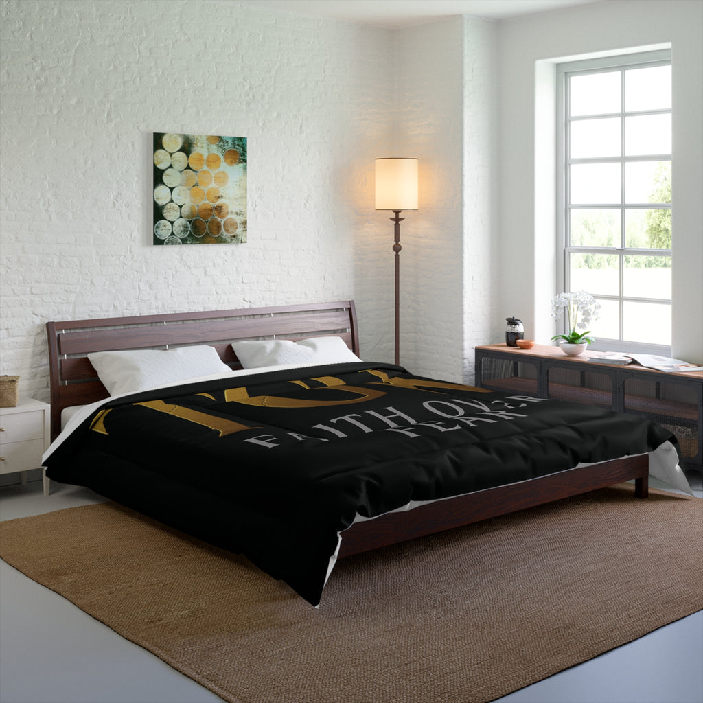 Faith Over Fear Comforter | Inspirational Bedding for a Cozy Home, Motivational Bedroom Decor, Modern Home