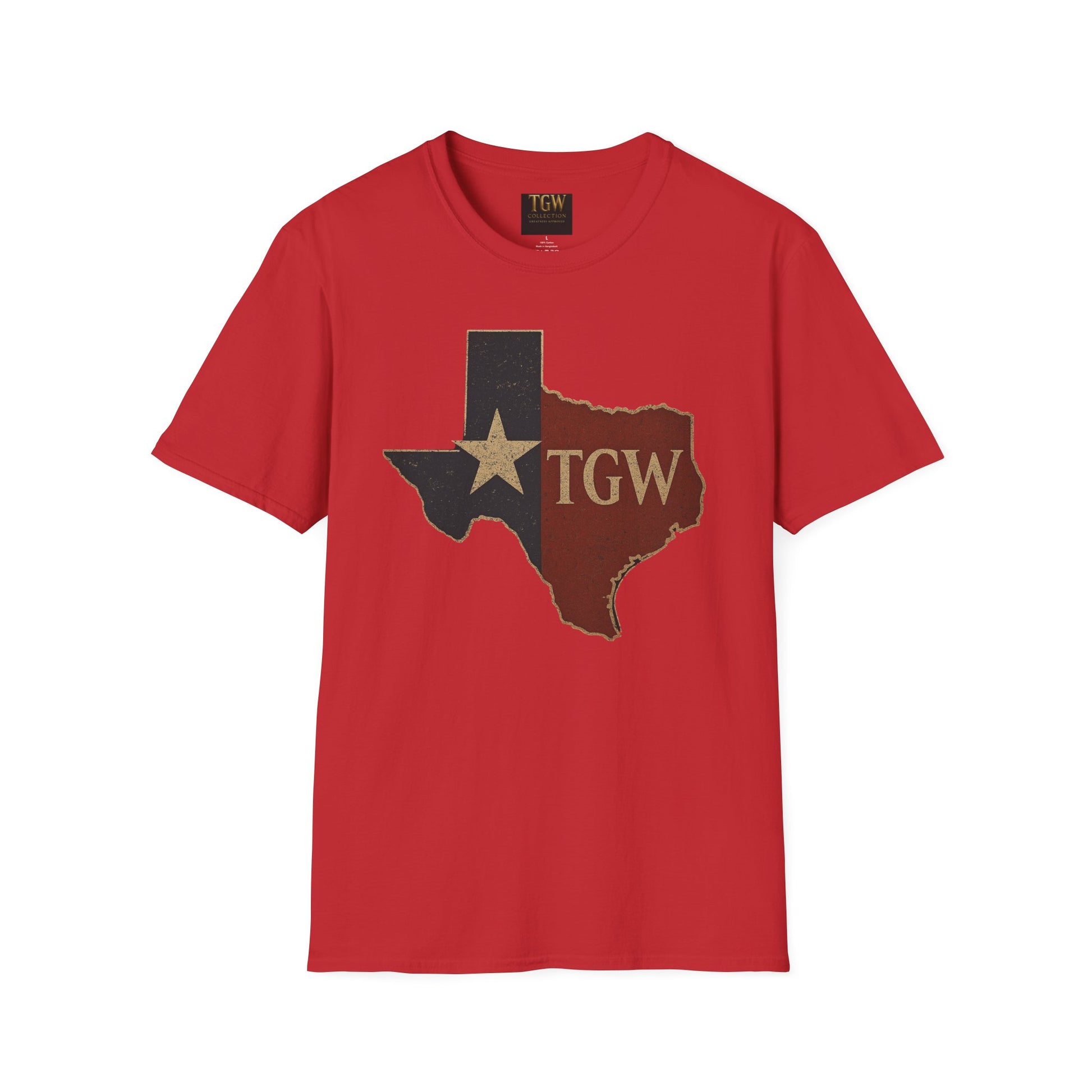 Texas Flag Outline T-Shirt with TGW Monogram — Rustic Lone Star Graphic Tee