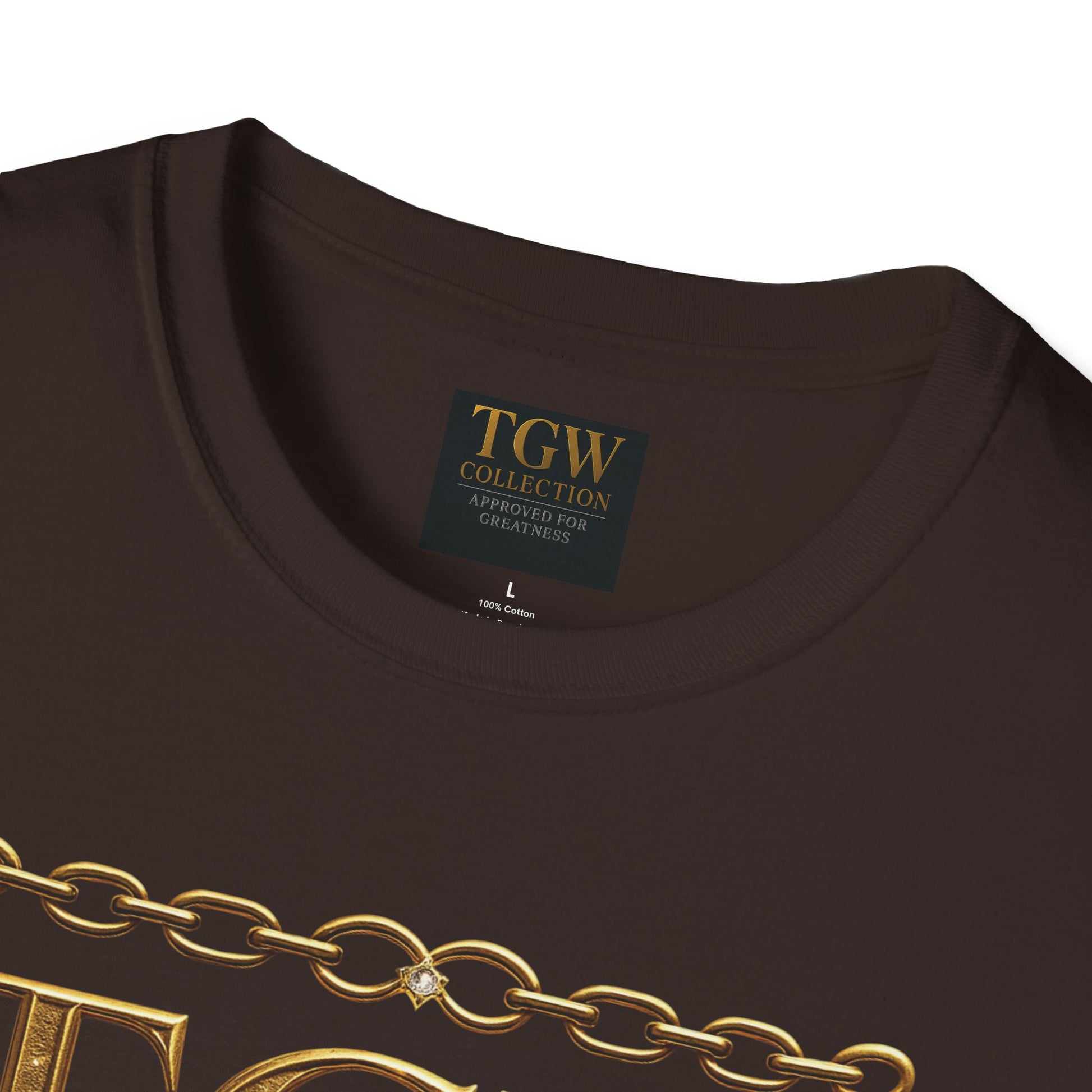 Gold Chain Text T-Shirt, Stylish Tee, Casual Wear, Motivational Shirt