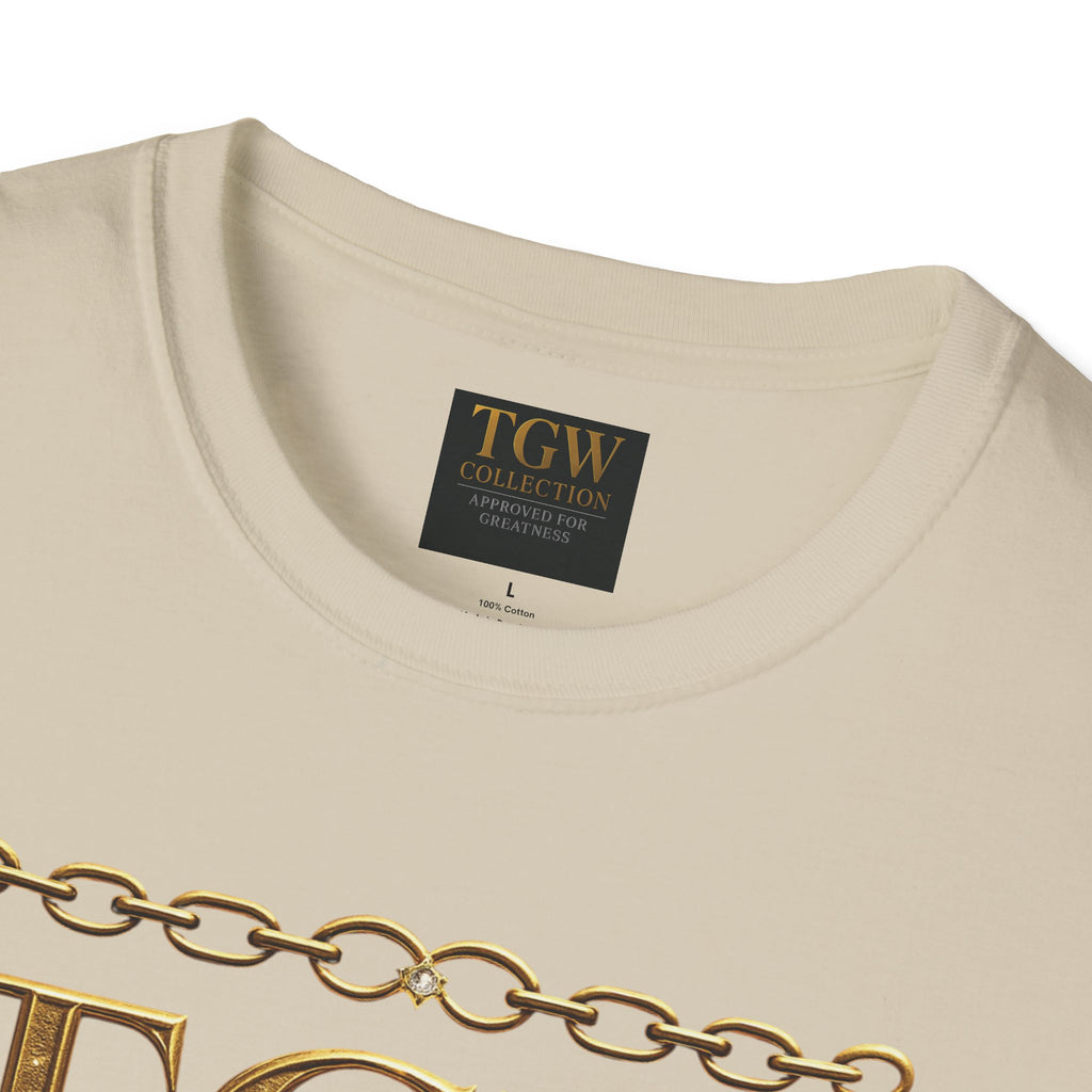Gold Chain Text T-Shirt, Stylish Tee, Casual Wear, Motivational Shirt