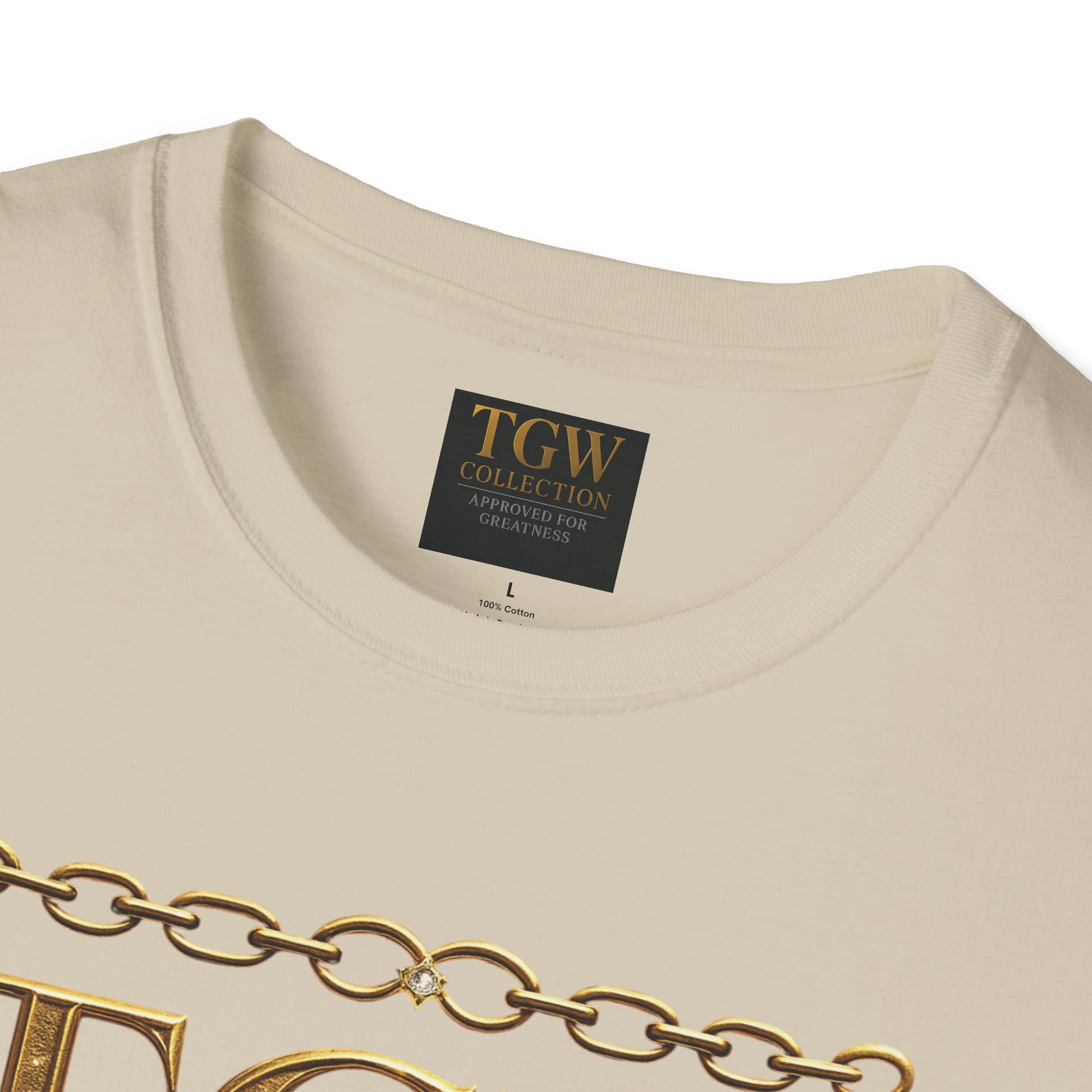 Gold Chain Text T-Shirt, Stylish Tee, Casual Wear, Motivational Shirt