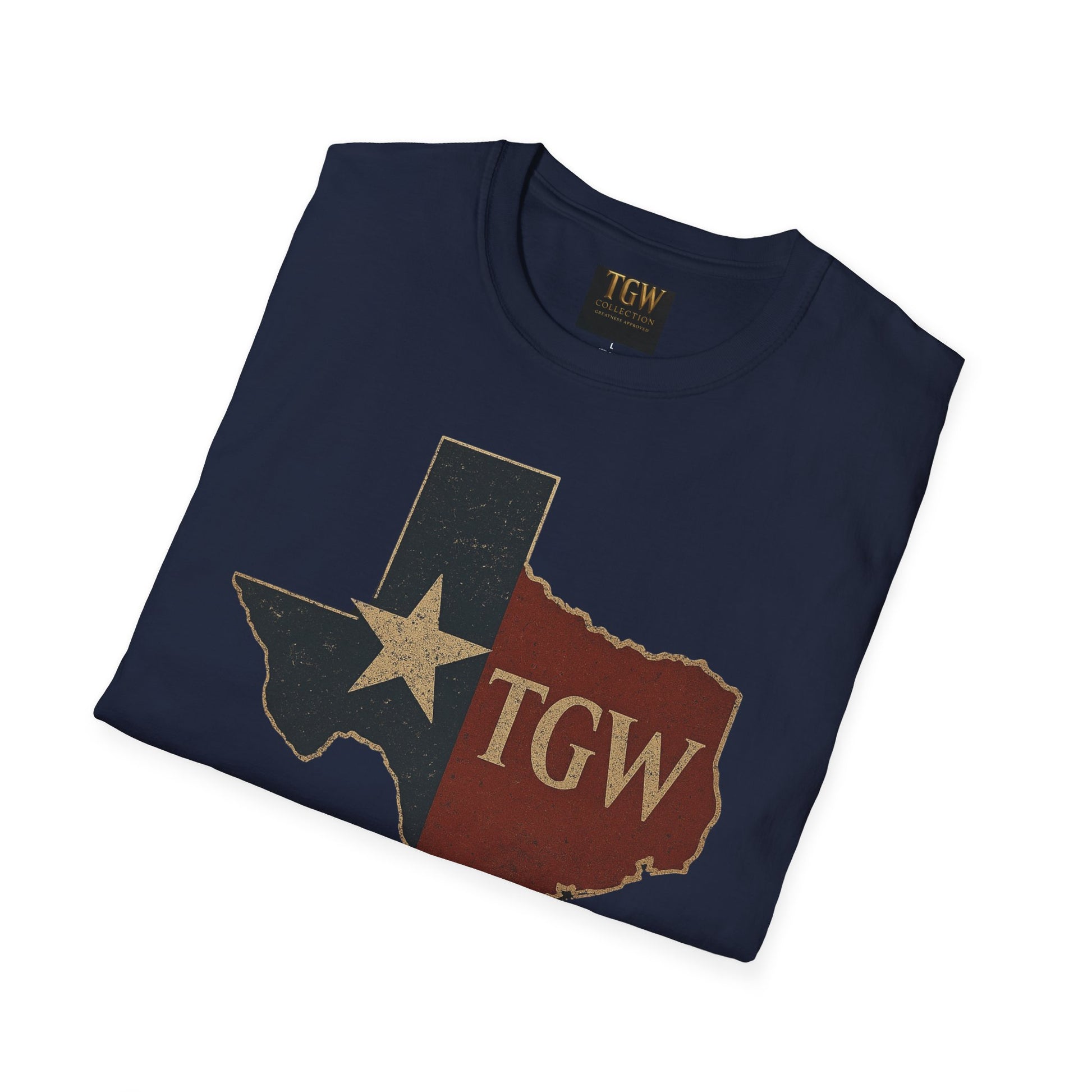 Texas Flag Outline T-Shirt with TGW Monogram — Rustic Lone Star Graphic Tee