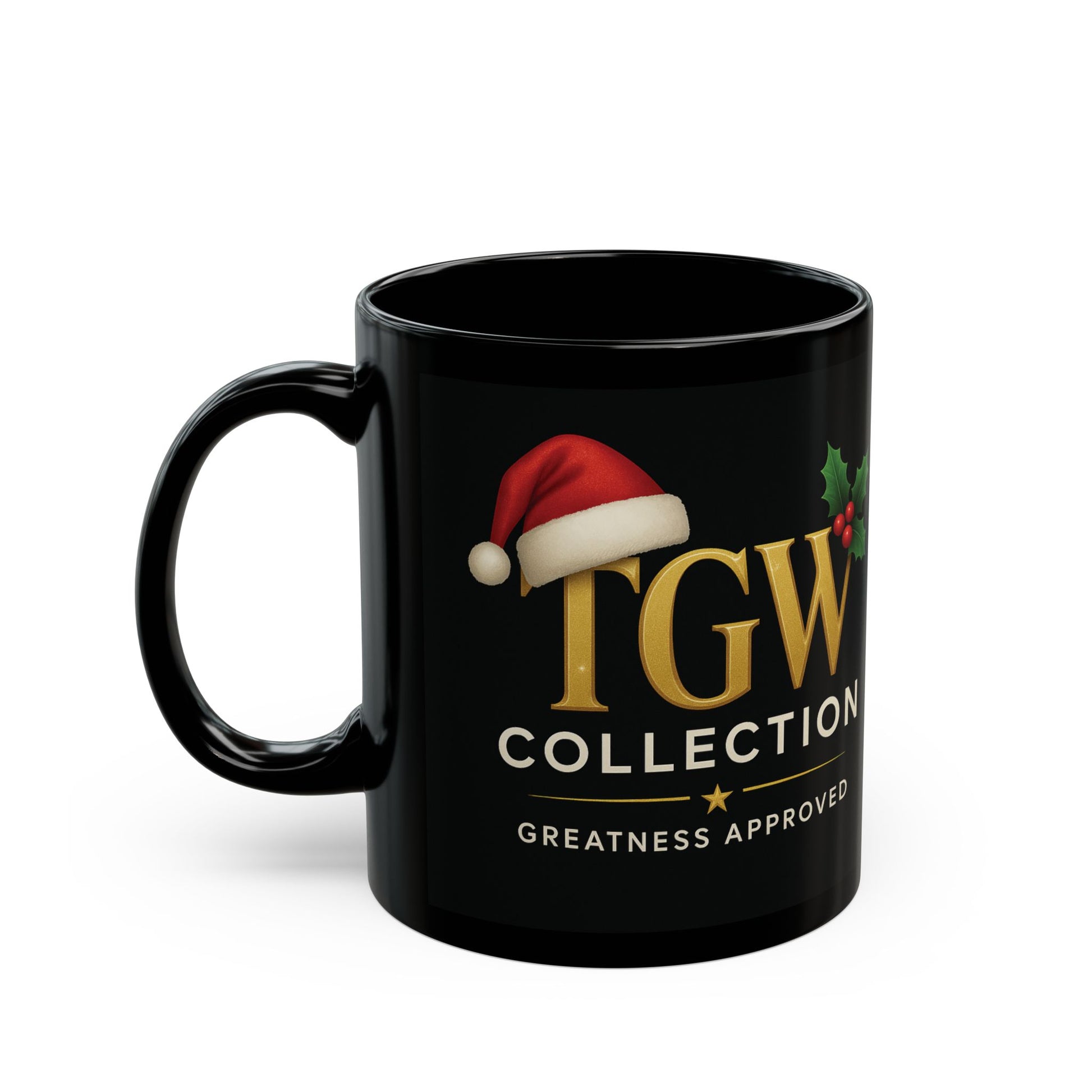 Black Christmas Mug, Holiday Coffee Cup, Xmas Gift, Festive Drinkware, Seasonal Mug, Greatness Approved