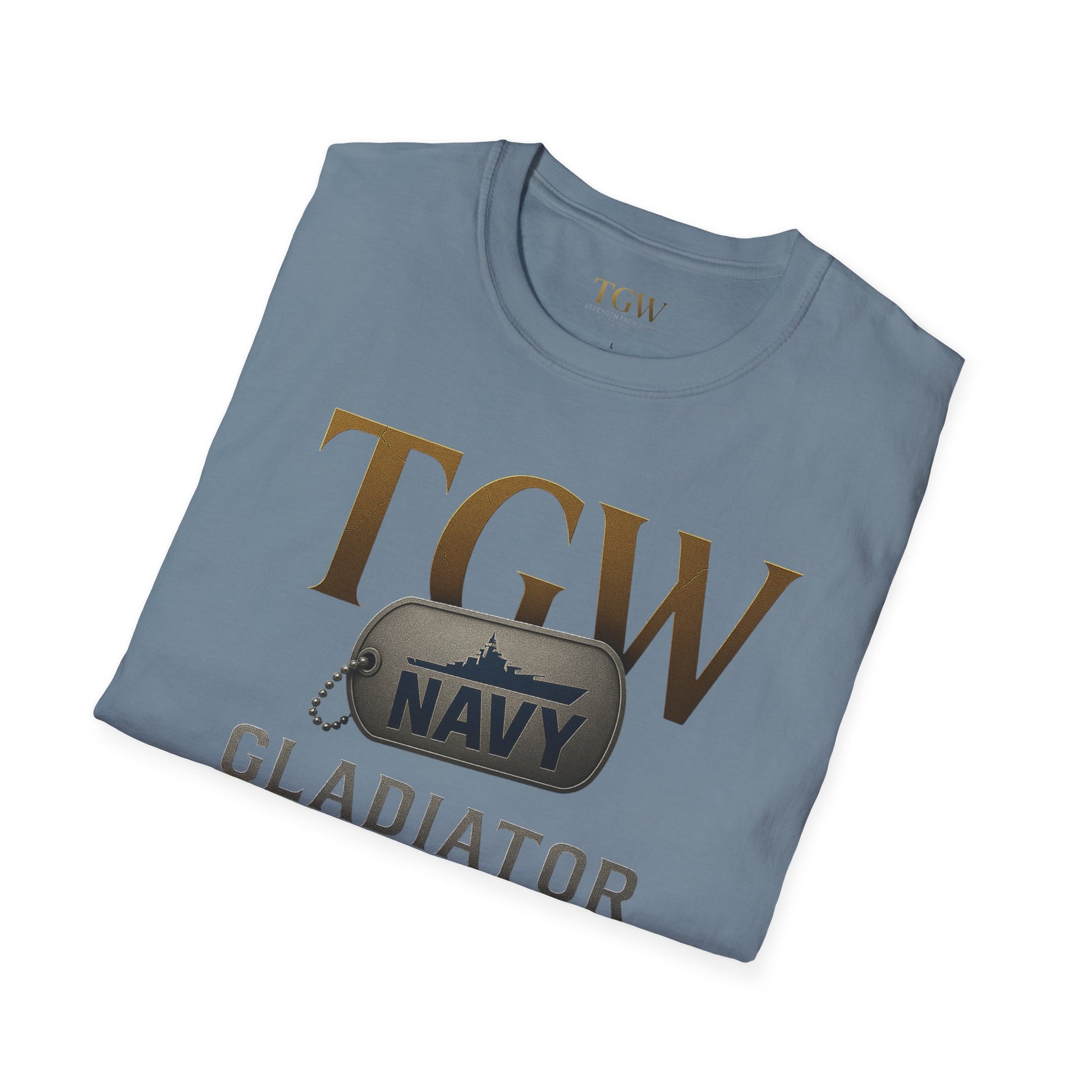 Navy Gladiator Within T-Shirt, Softstyle Tee for Veterans, Motivational Shirt, Gift for Military Families, Casual Everyday Wear