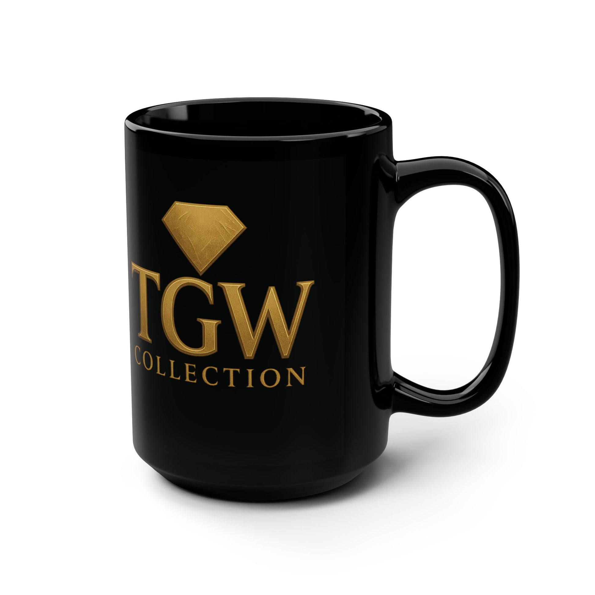 Elegant Black Mug with Golden Logo, Coffee Lover Gift, Stylish Tea Cup, Home Office Decor, Birthday Present Idea