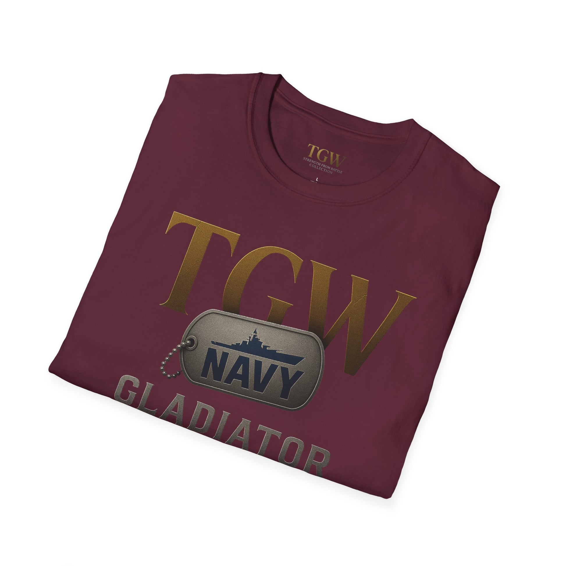 Navy Gladiator Within T-Shirt, Softstyle Tee for Veterans, Motivational Shirt, Gift for Military Families, Casual Everyday Wear