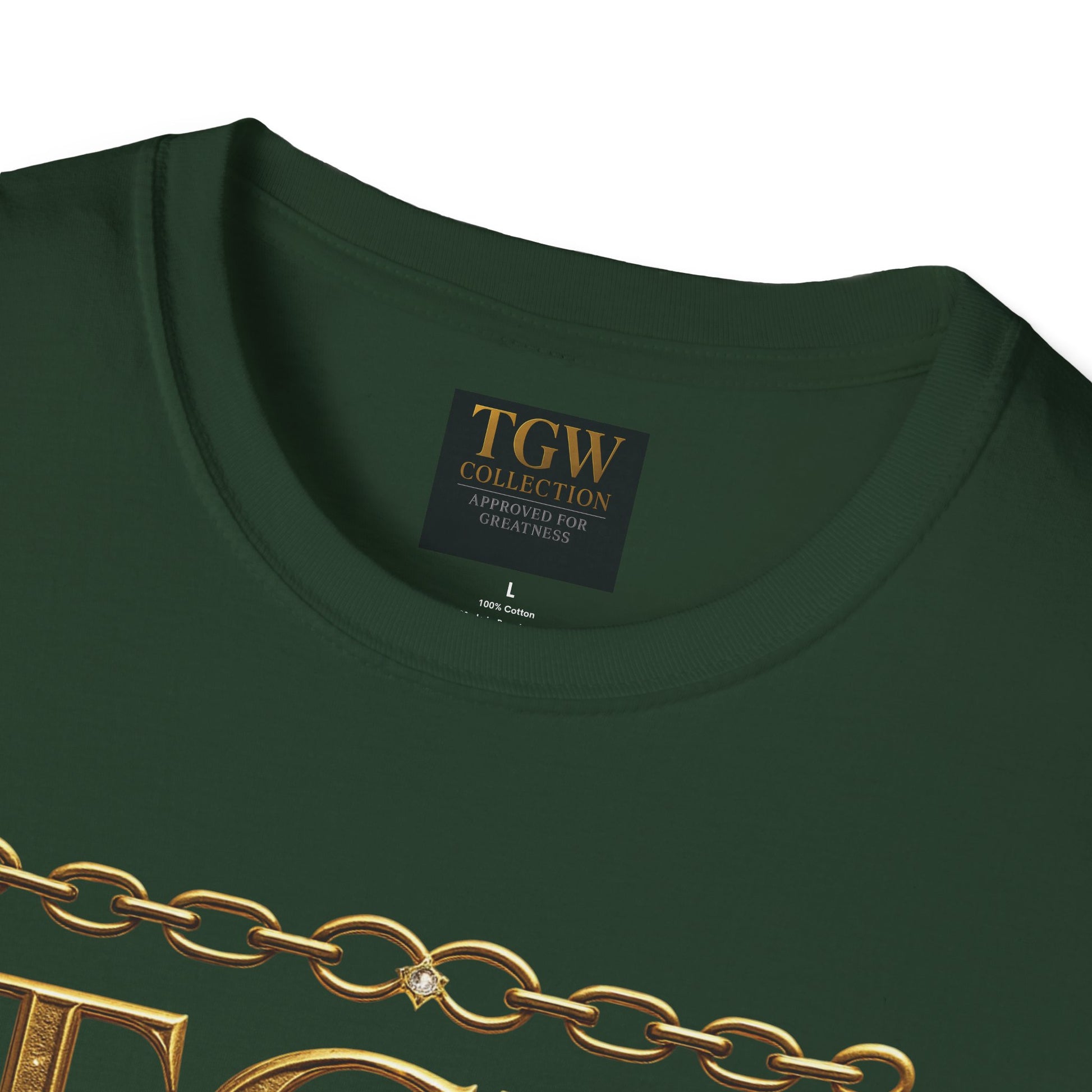 Gold Chain Text T-Shirt, Stylish Tee, Casual Wear, Motivational Shirt