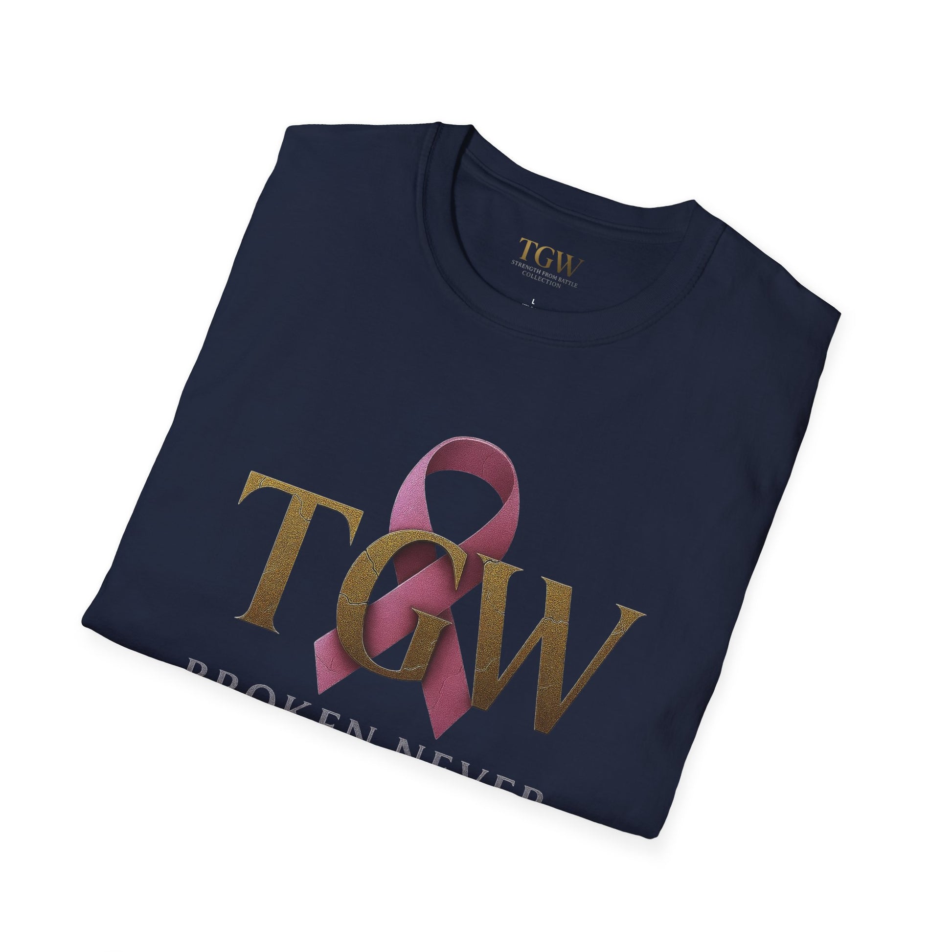 Inspirational T-Shirt: "Broken Never Beat Me" | Motivation, Support, Awareness, Gift for Her, Cancer Survivor