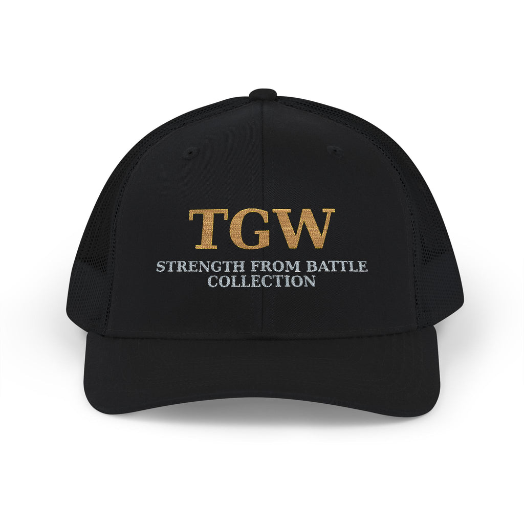 Embroidered Snapback Trucker Cap - Strength from Battle Collection, Adjustable Hat for Outdoors, Sportswear, Trendy Gift