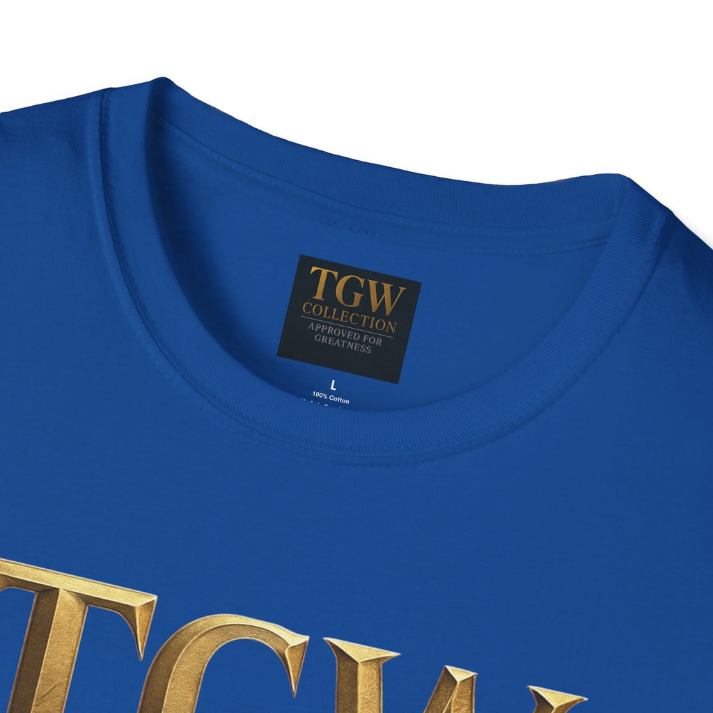 Elegant Gold Lettering Soft style T-Shirt, Casual Tee, Stylish Apparel, Gift for Fashion Lovers, Everyday Wear