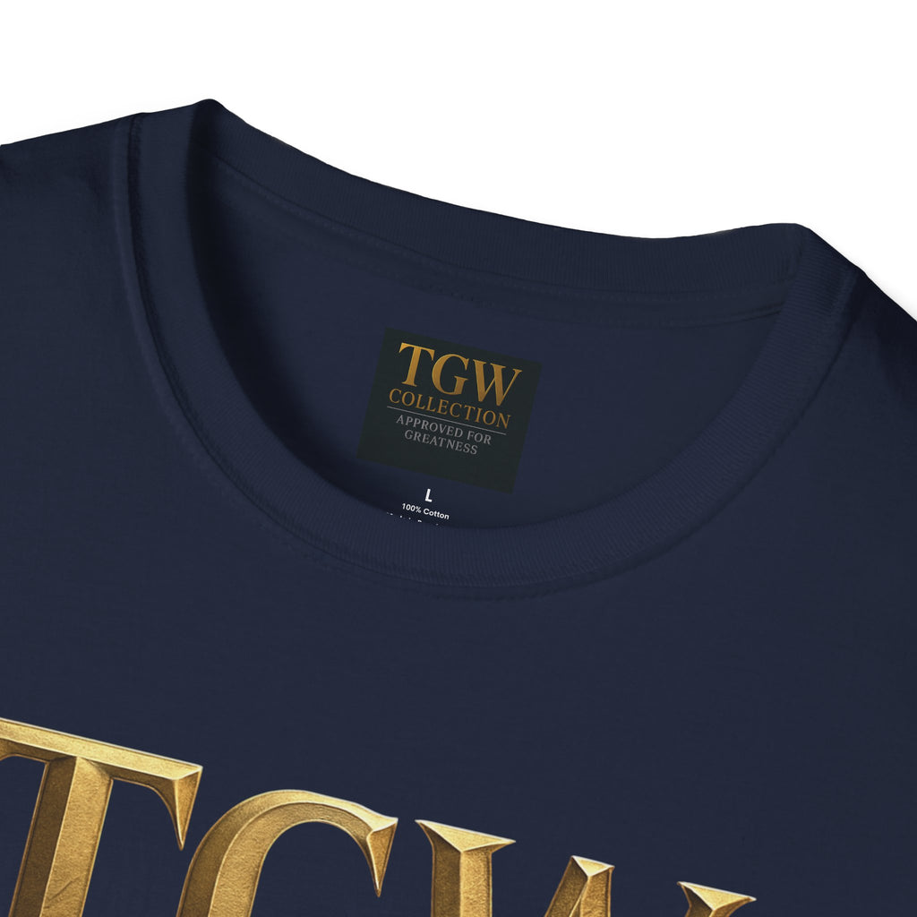 Elegant Gold Lettering Soft style T-Shirt, Casual Tee, Stylish Apparel, Gift for Fashion Lovers, Everyday Wear