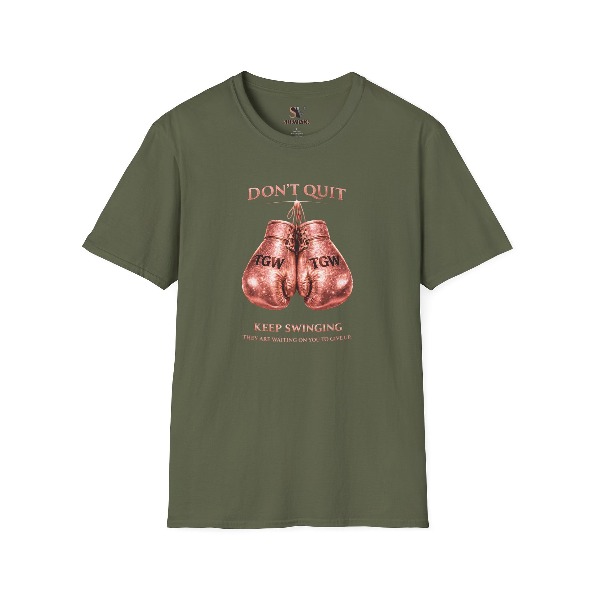Rose Gold Energy Fight and Never Quit -  Softstyle T-Shirt