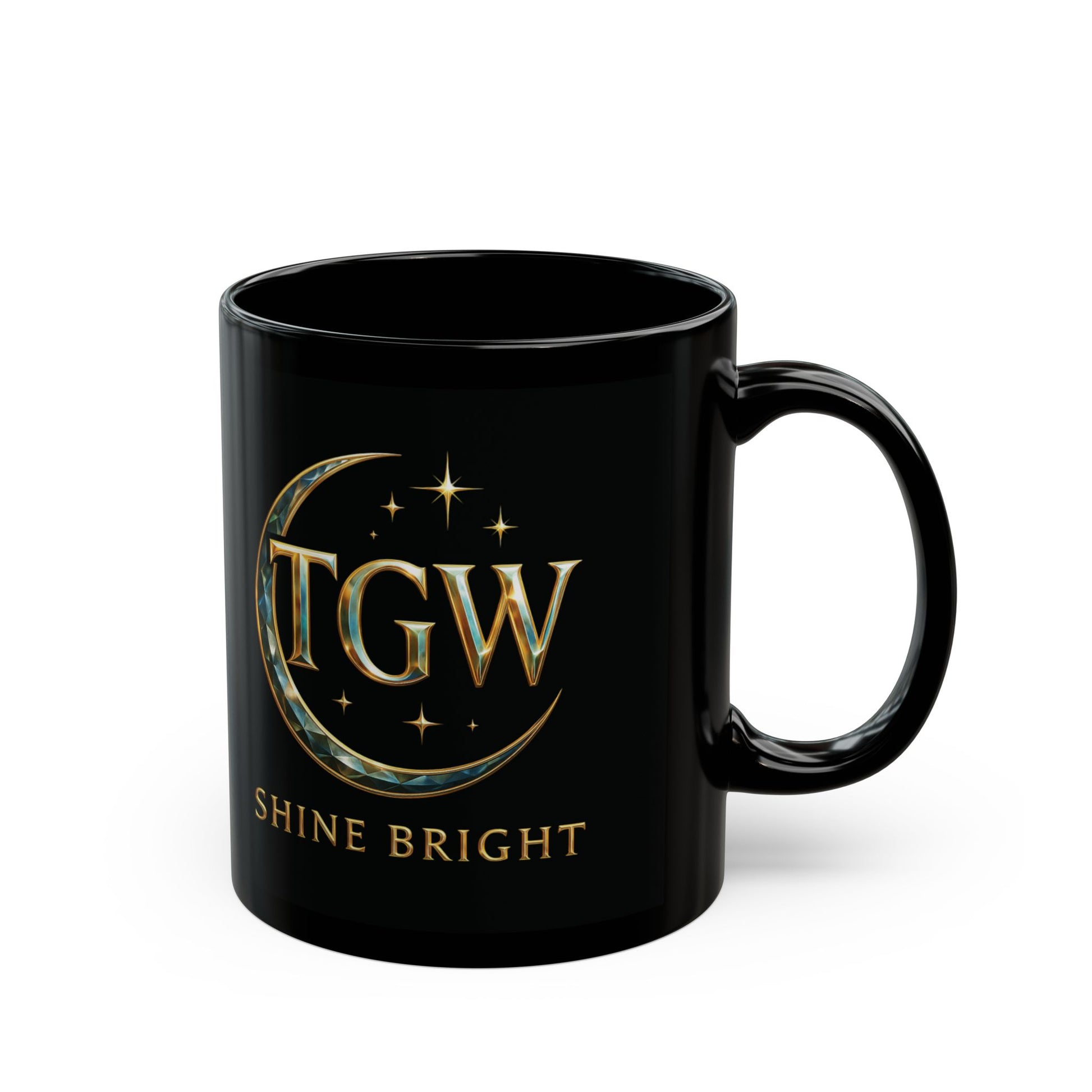 Black Mug - Shine Bright Coffee Cup, Inspirational Gift, Motivational Tea Mug, Home Decor, Office Supplies