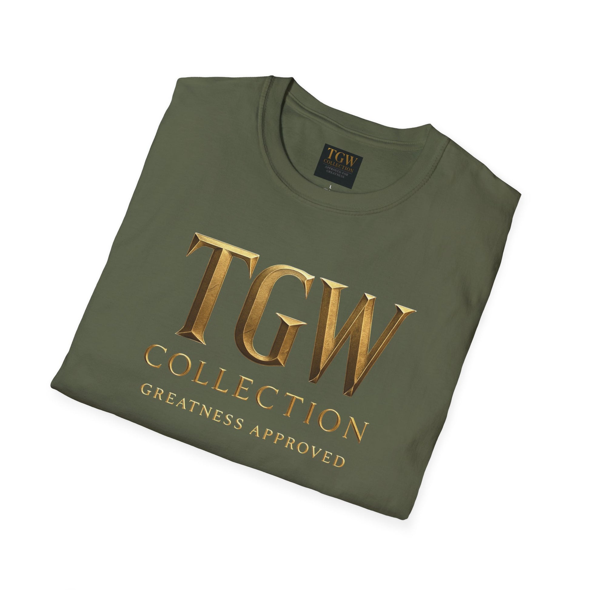 Elegant Gold Lettering Soft style T-Shirt, Casual Tee, Stylish Apparel, Gift for Fashion Lovers, Everyday Wear