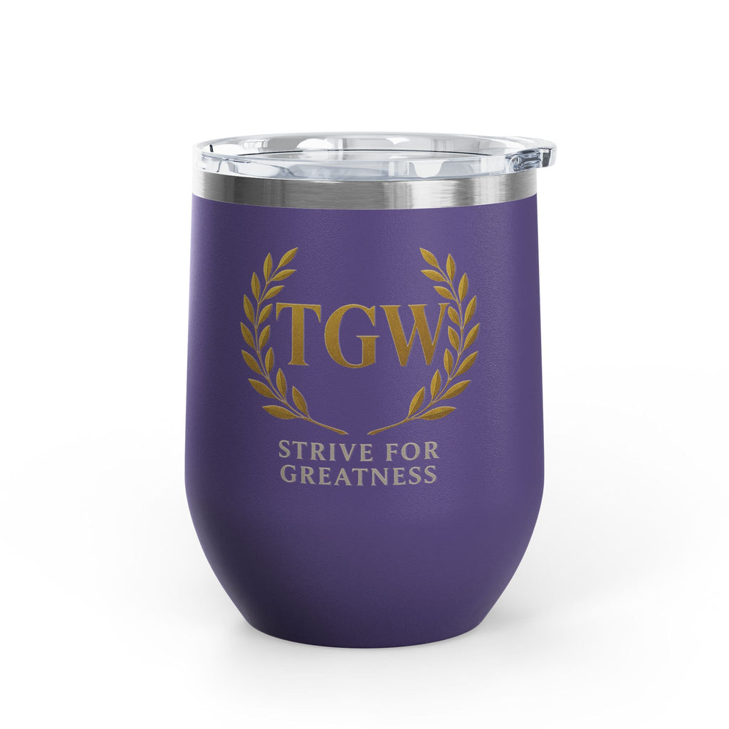 Elegant Wine Tumbler - Strive for Greatness | Personalized Gift for Wine Lovers, Celebrations, Home Bar, Holidays, Motivational Drinkware