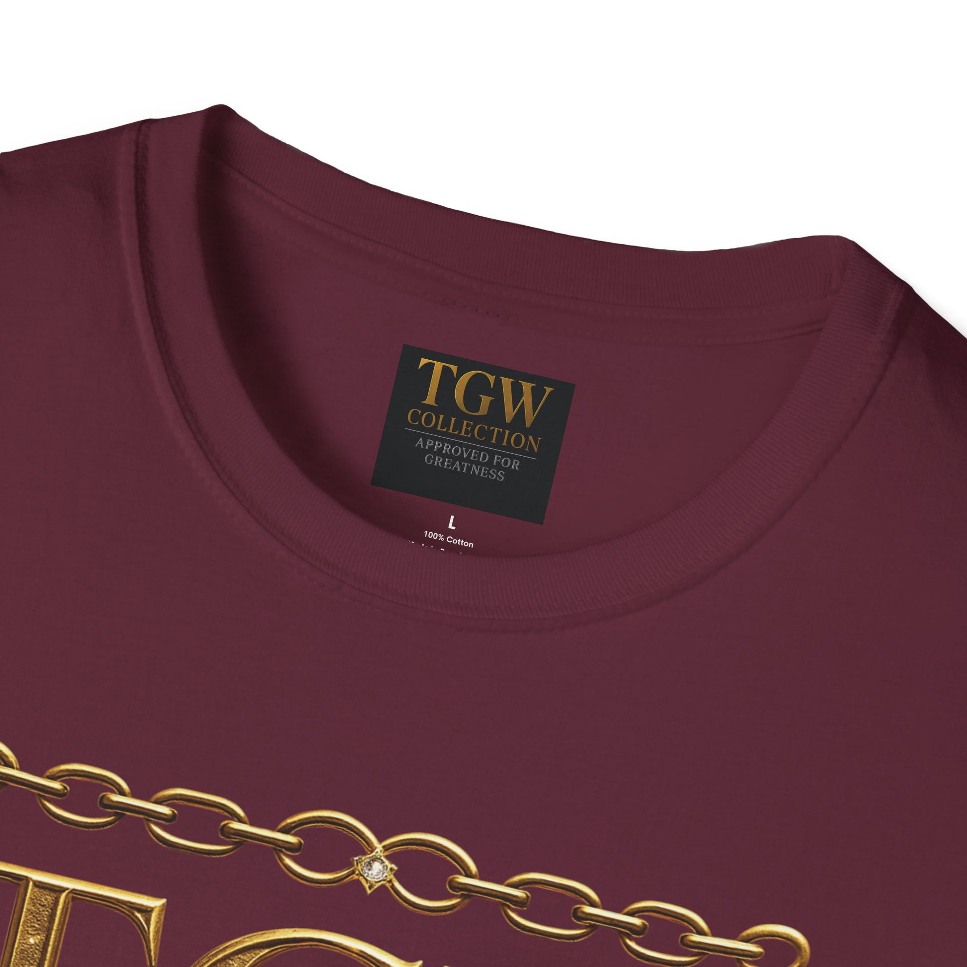 Gold Chain Text T-Shirt, Stylish Tee, Casual Wear, Motivational Shirt