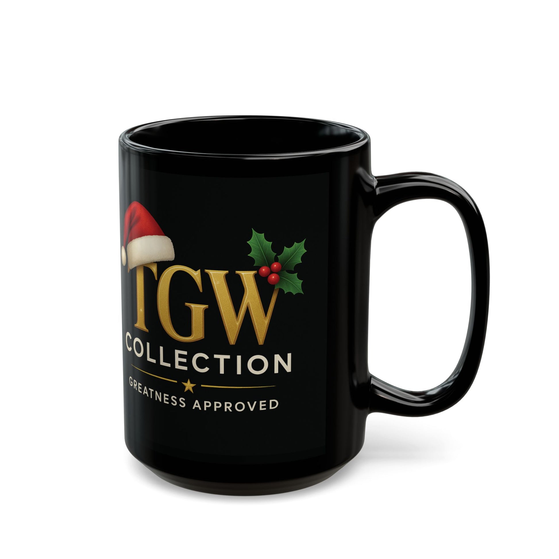 Black Christmas Mug, Holiday Coffee Cup, Xmas Gift, Festive Drinkware, Seasonal Mug, Greatness Approved