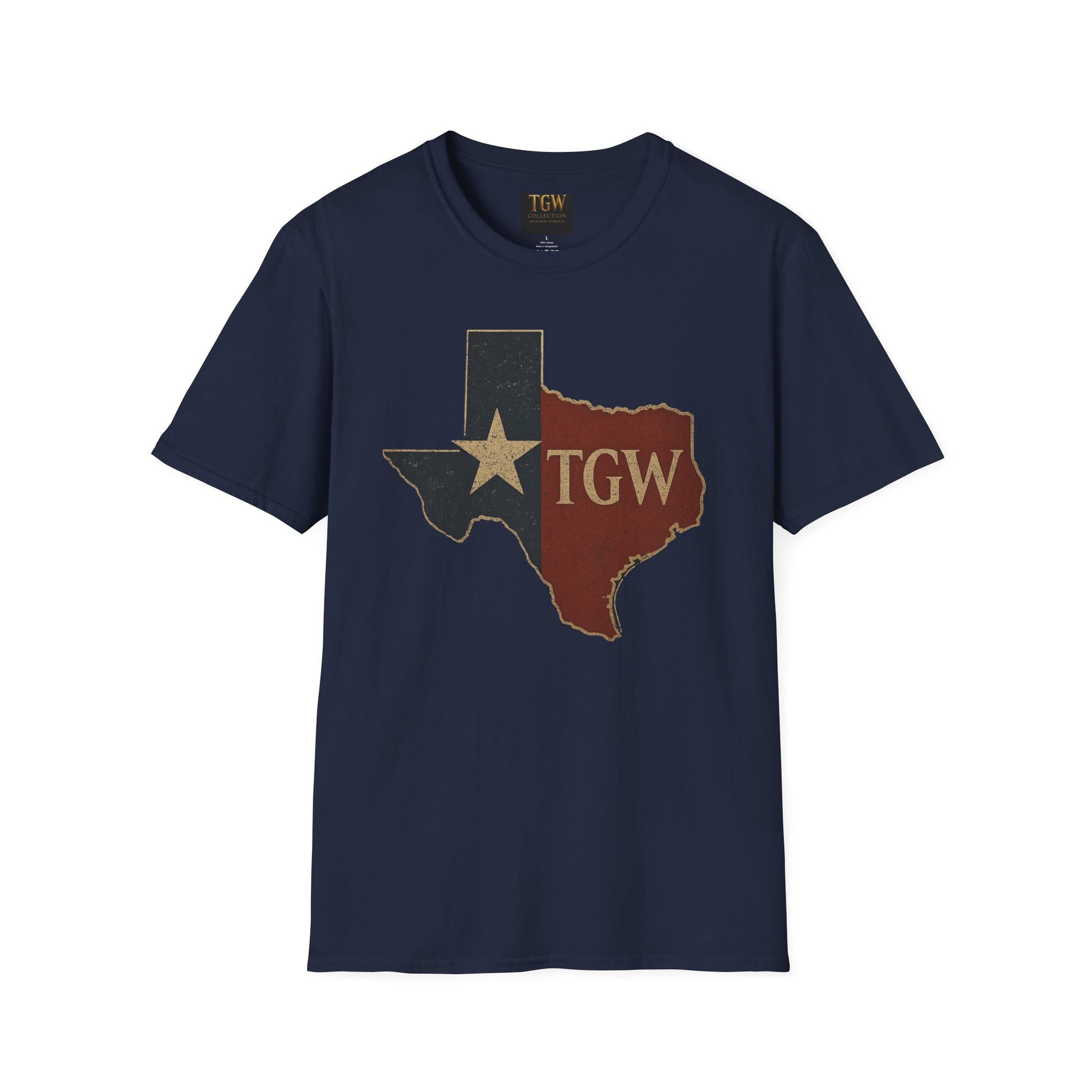 Texas Flag Outline T-Shirt with TGW Monogram — Rustic Lone Star Graphic Tee