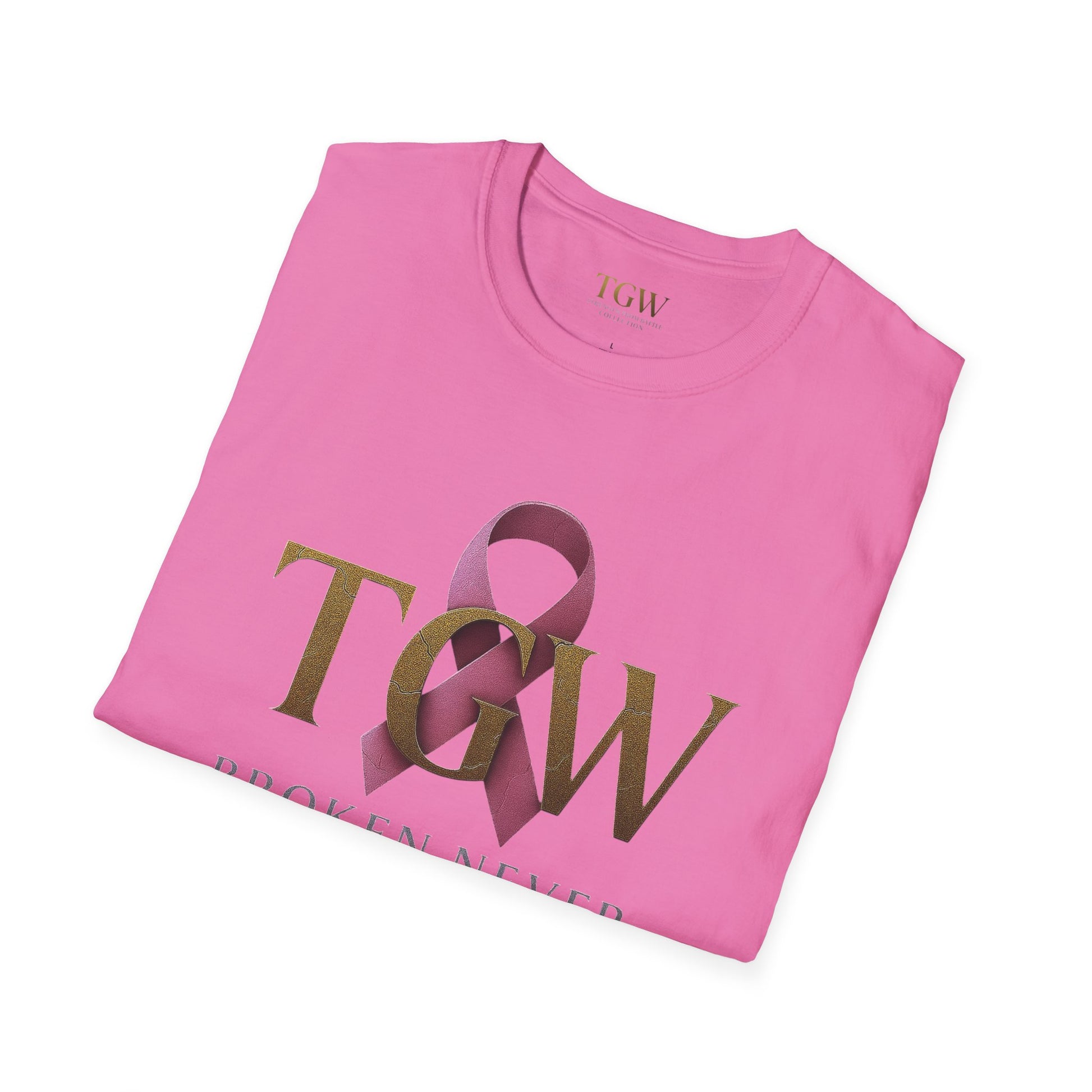 Inspirational T-Shirt: "Broken Never Beat Me" | Motivation, Support, Awareness, Gift for Her, Cancer Survivor