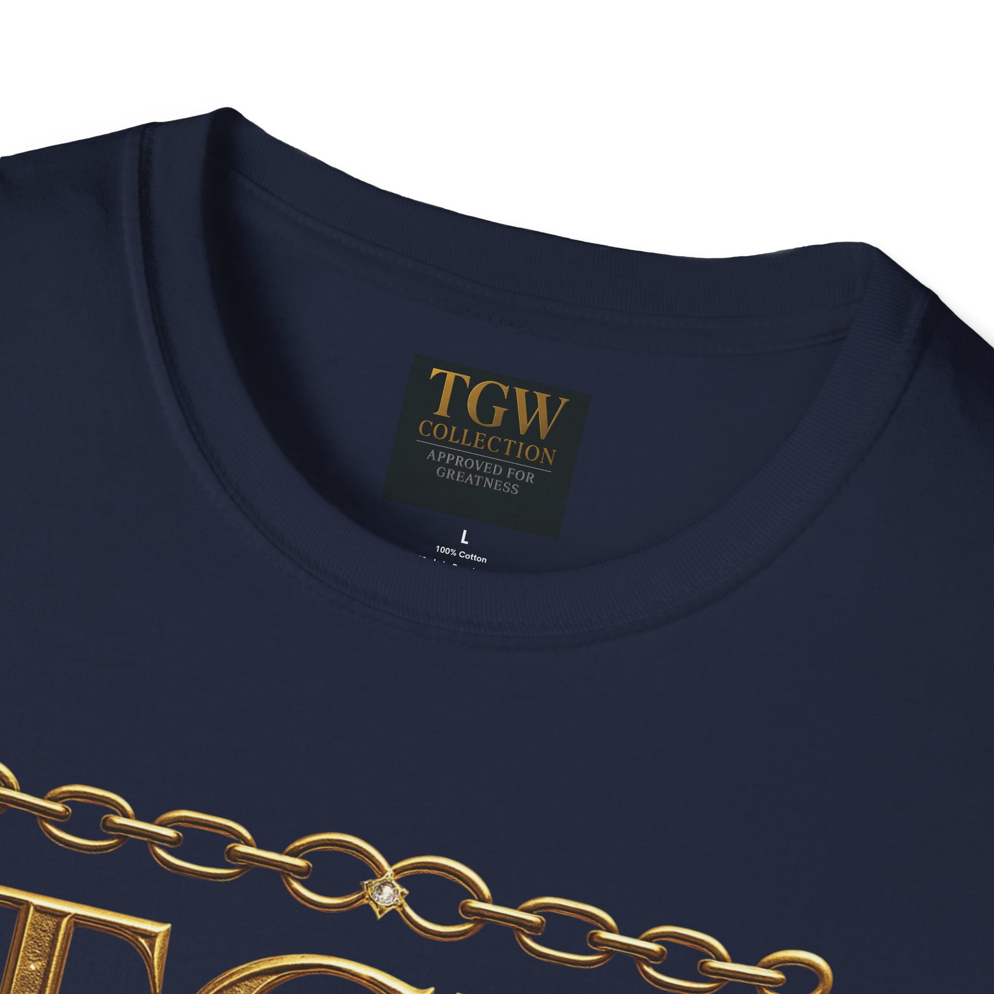 Gold Chain Text T-Shirt, Stylish Tee, Casual Wear, Motivational Shirt