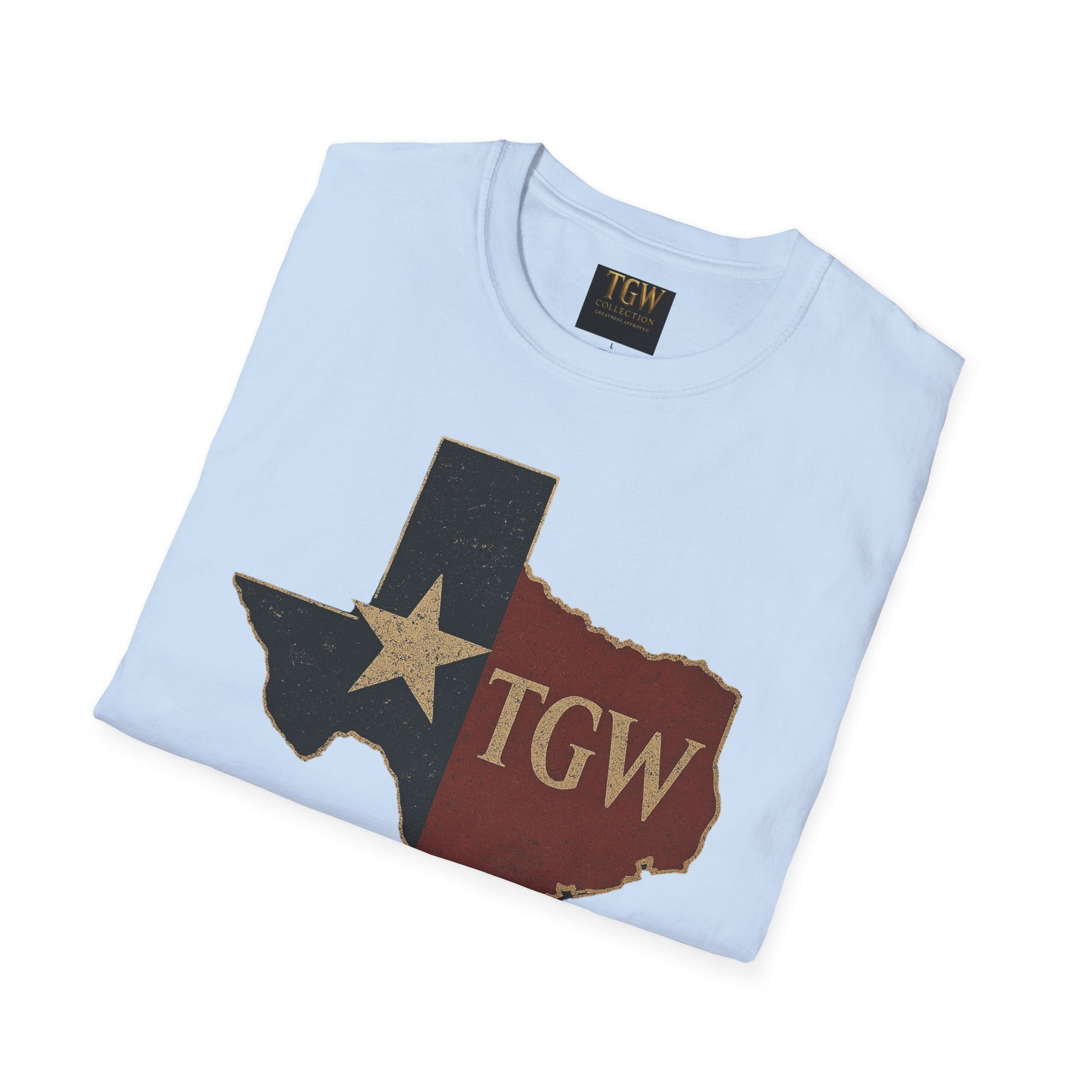 Texas Flag Outline T-Shirt with TGW Monogram — Rustic Lone Star Graphic Tee
