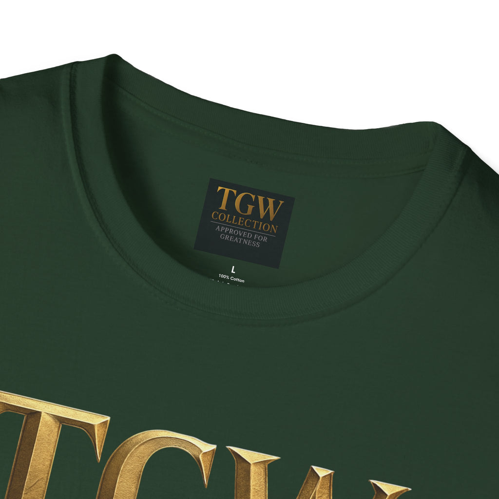 Elegant Gold Lettering Soft style T-Shirt, Casual Tee, Stylish Apparel, Gift for Fashion Lovers, Everyday Wear