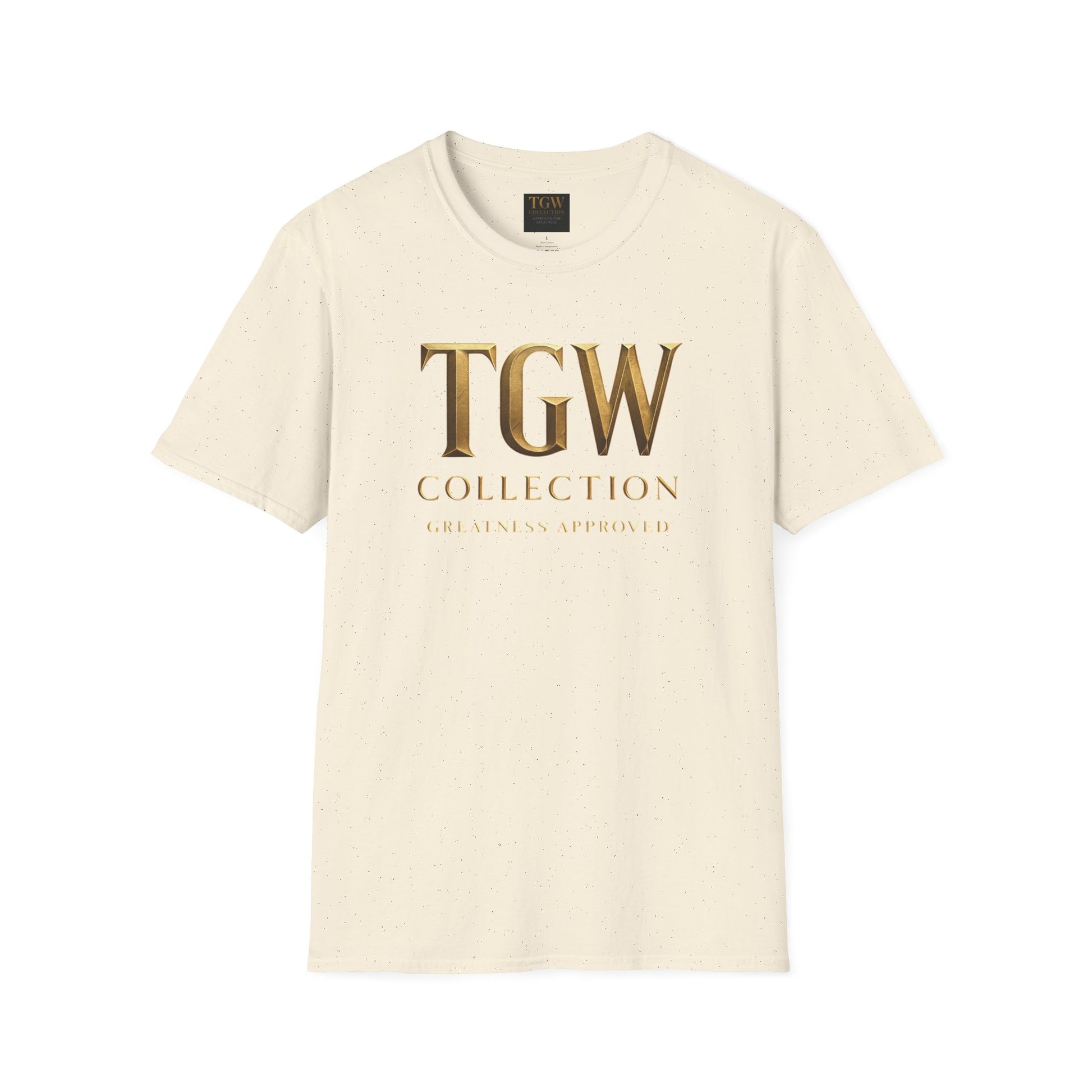 Elegant Gold Lettering Soft style T-Shirt, Casual Tee, Stylish Apparel, Gift for Fashion Lovers, Everyday Wear