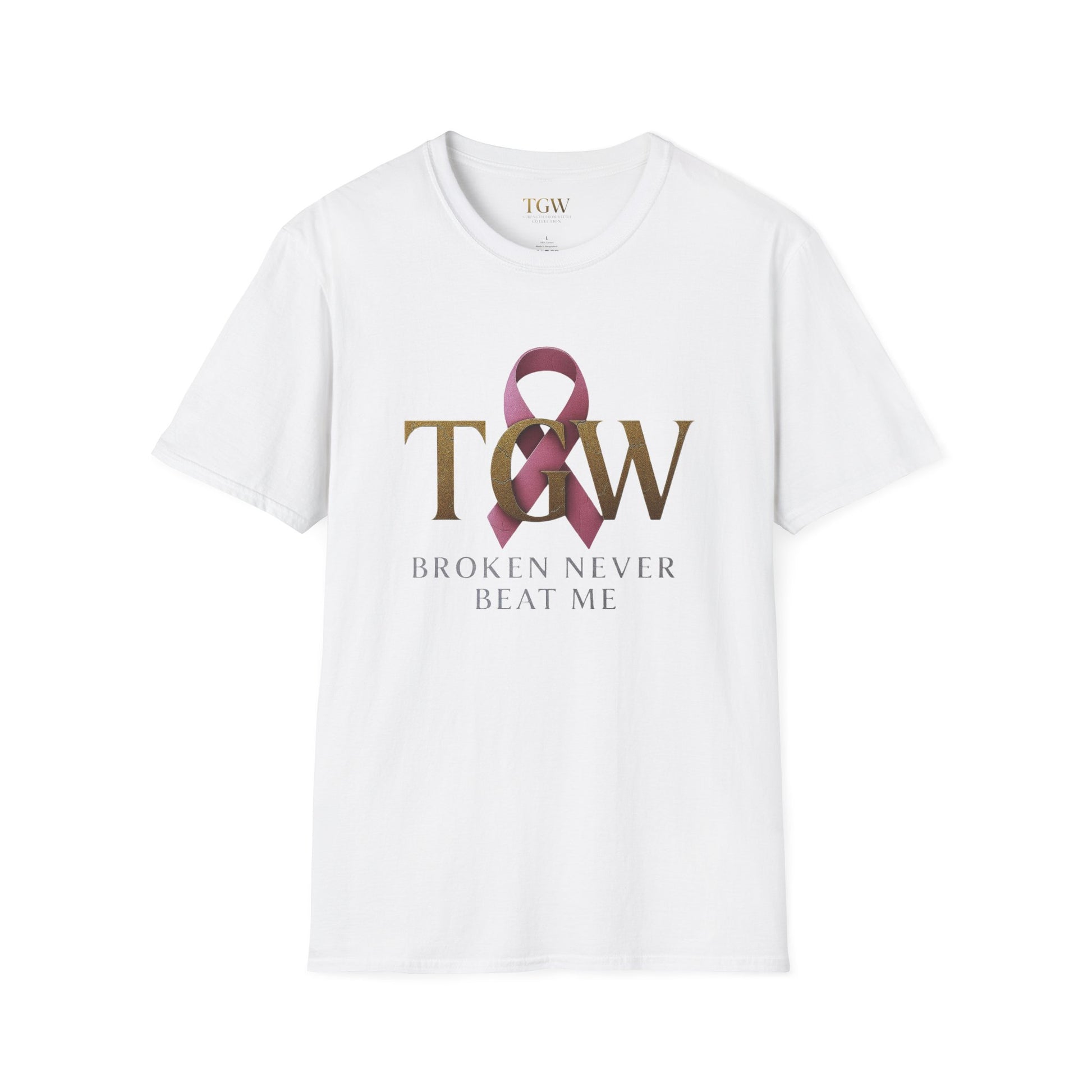 Inspirational T-Shirt: "Broken Never Beat Me" | Motivation, Support, Awareness, Gift for Her, Cancer Survivor