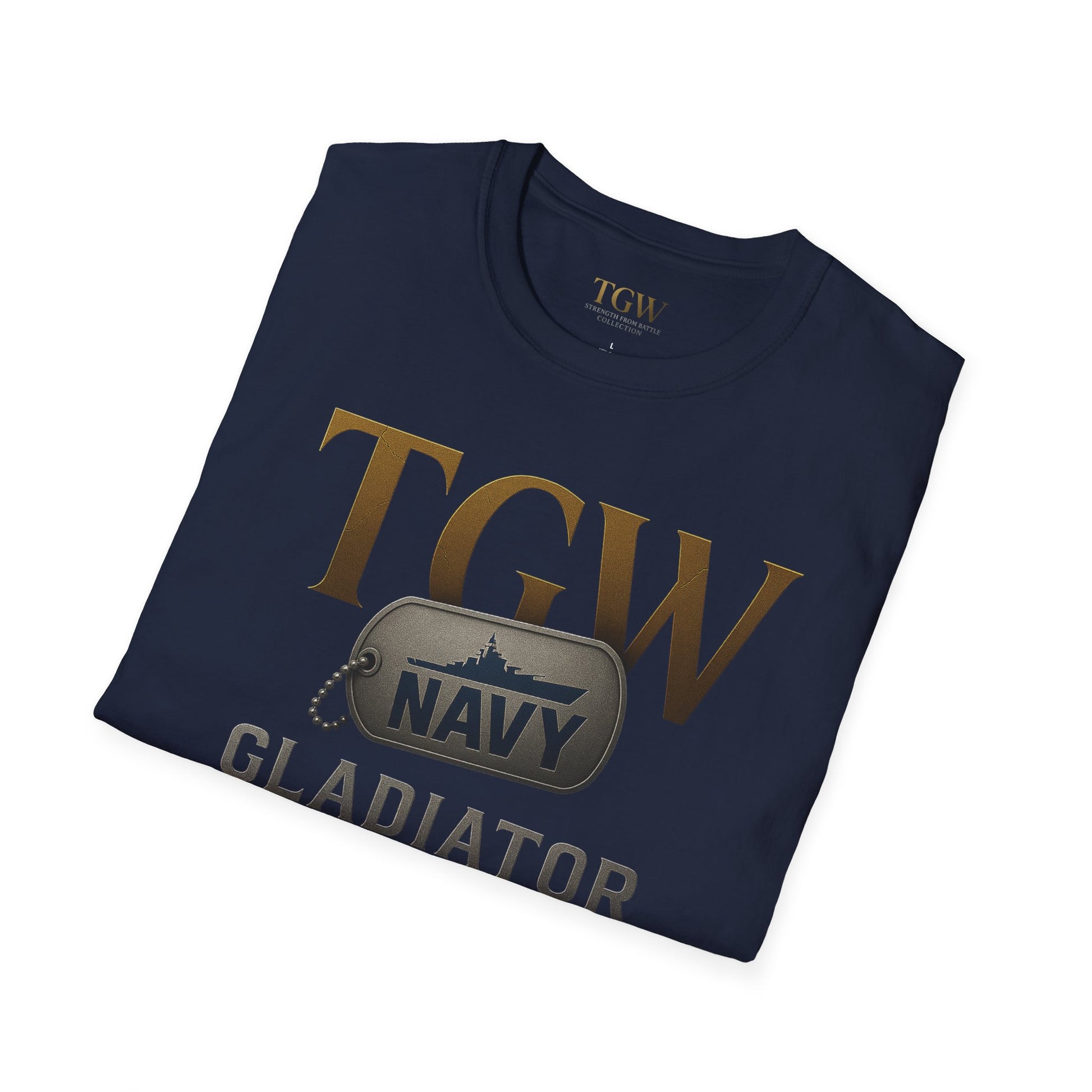 Navy Gladiator Within T-Shirt, Softstyle Tee for Veterans, Motivational Shirt, Gift for Military Families, Casual Everyday Wear