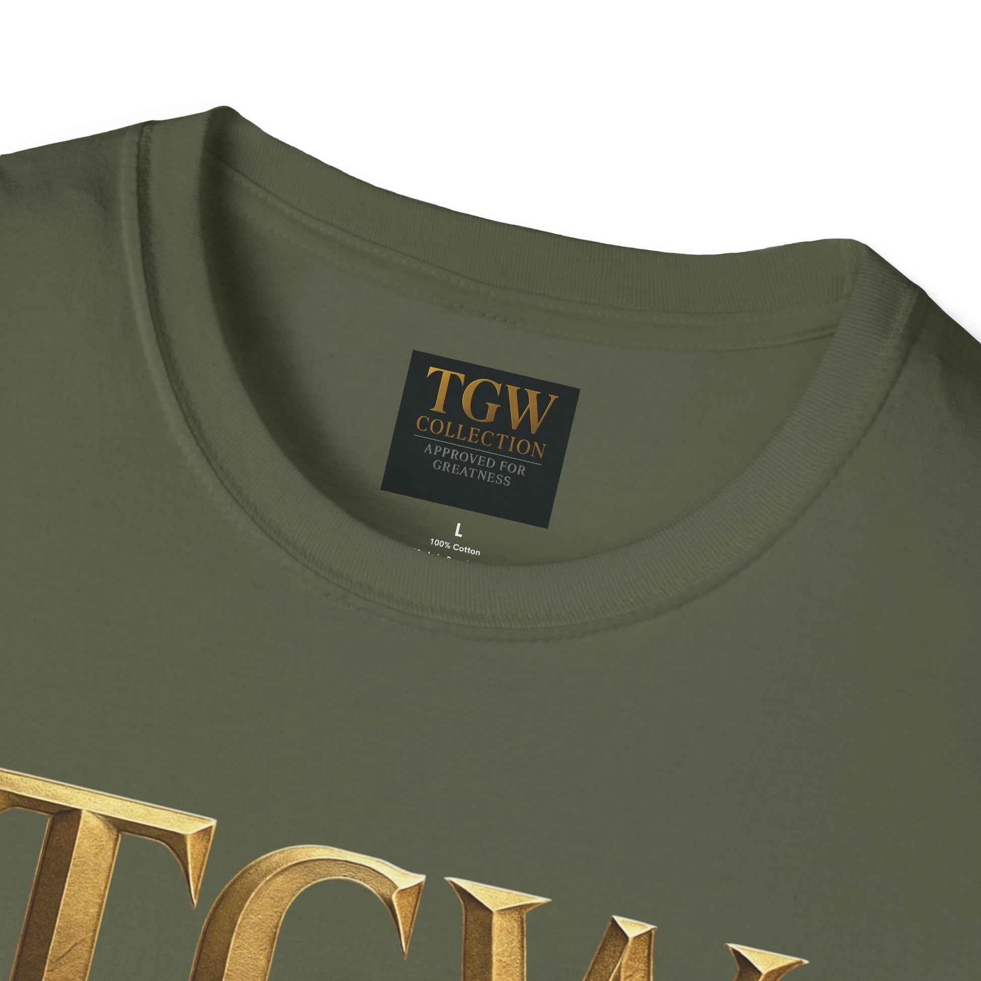 Elegant Gold Lettering Soft style T-Shirt, Casual Tee, Stylish Apparel, Gift for Fashion Lovers, Everyday Wear