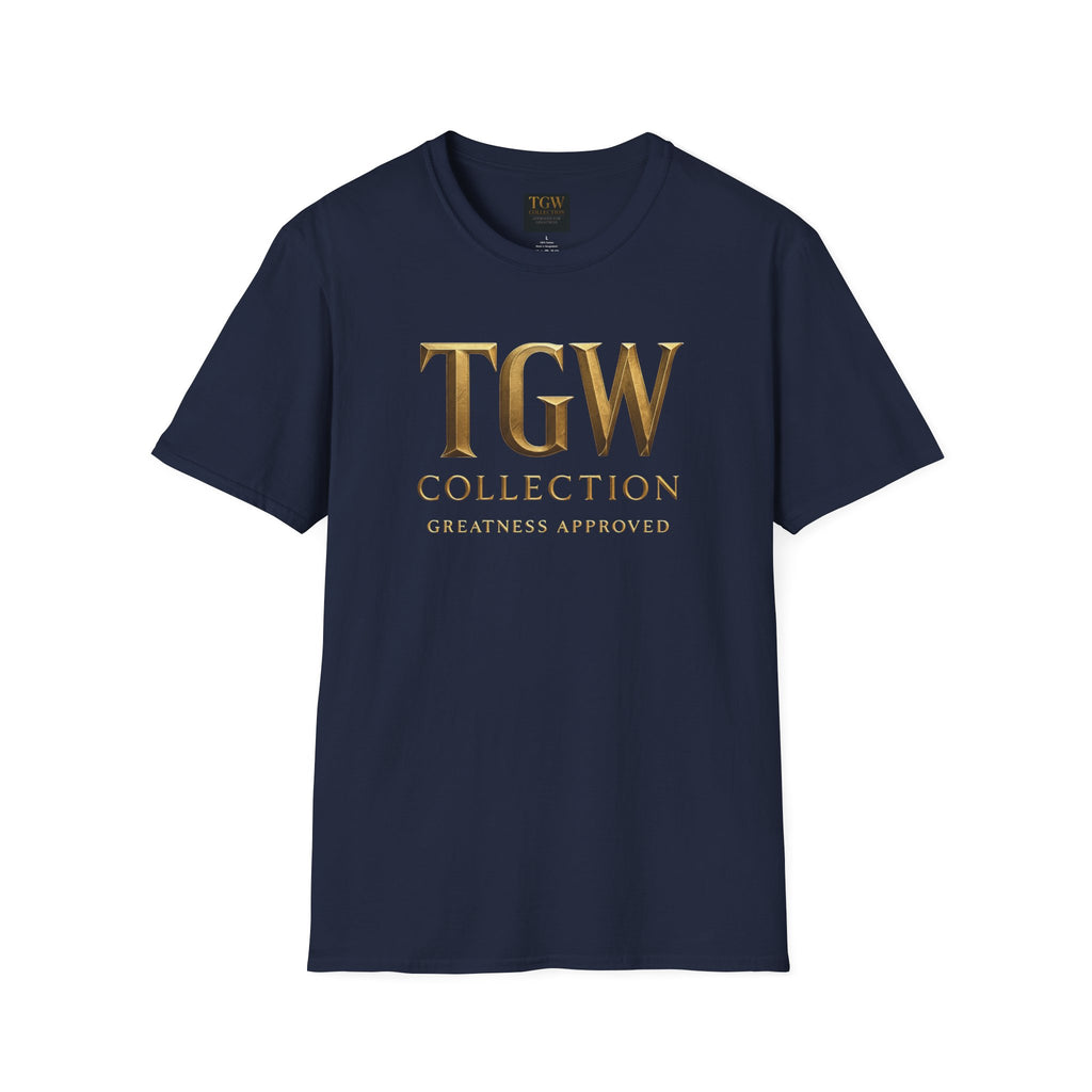 Elegant Gold Lettering Soft style T-Shirt, Casual Tee, Stylish Apparel, Gift for Fashion Lovers, Everyday Wear