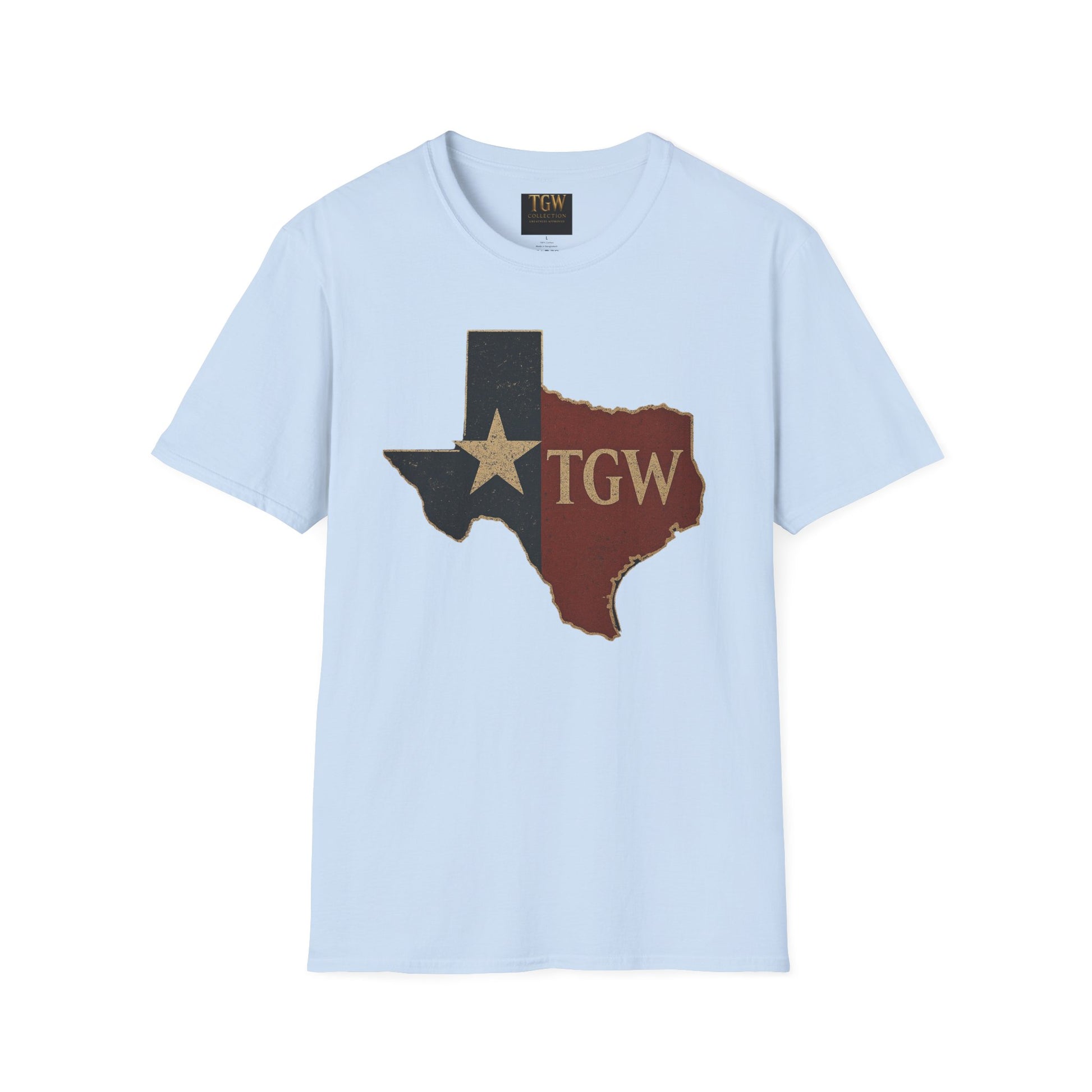 Texas Flag Outline T-Shirt with TGW Monogram — Rustic Lone Star Graphic Tee