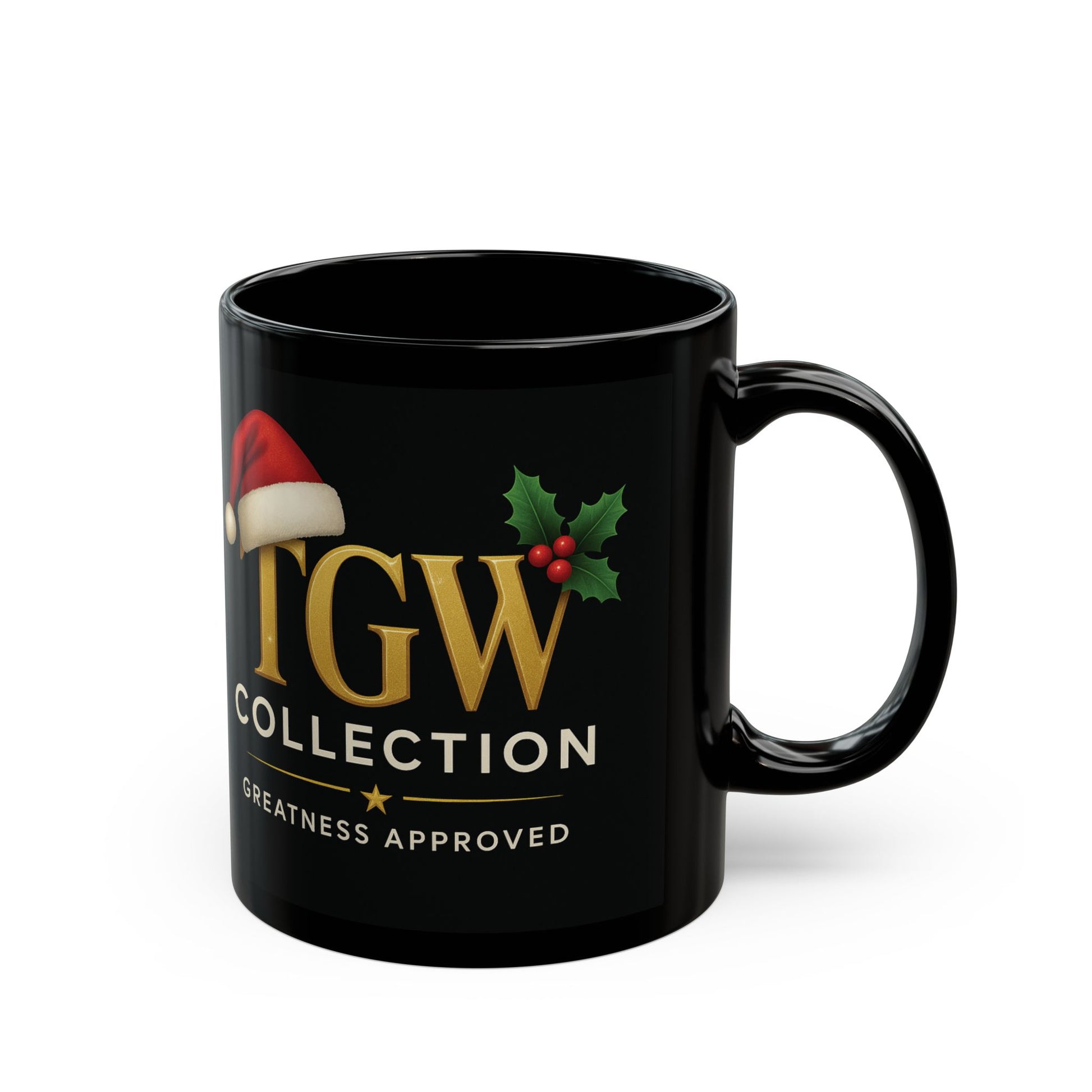 Black Christmas Mug, Holiday Coffee Cup, Xmas Gift, Festive Drinkware, Seasonal Mug, Greatness Approved