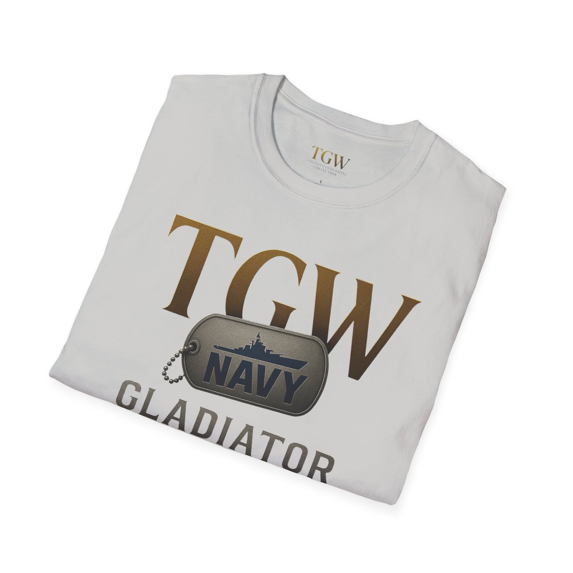 Navy Gladiator Within T-Shirt, Softstyle Tee for Veterans, Motivational Shirt, Gift for Military Families, Casual Everyday Wear