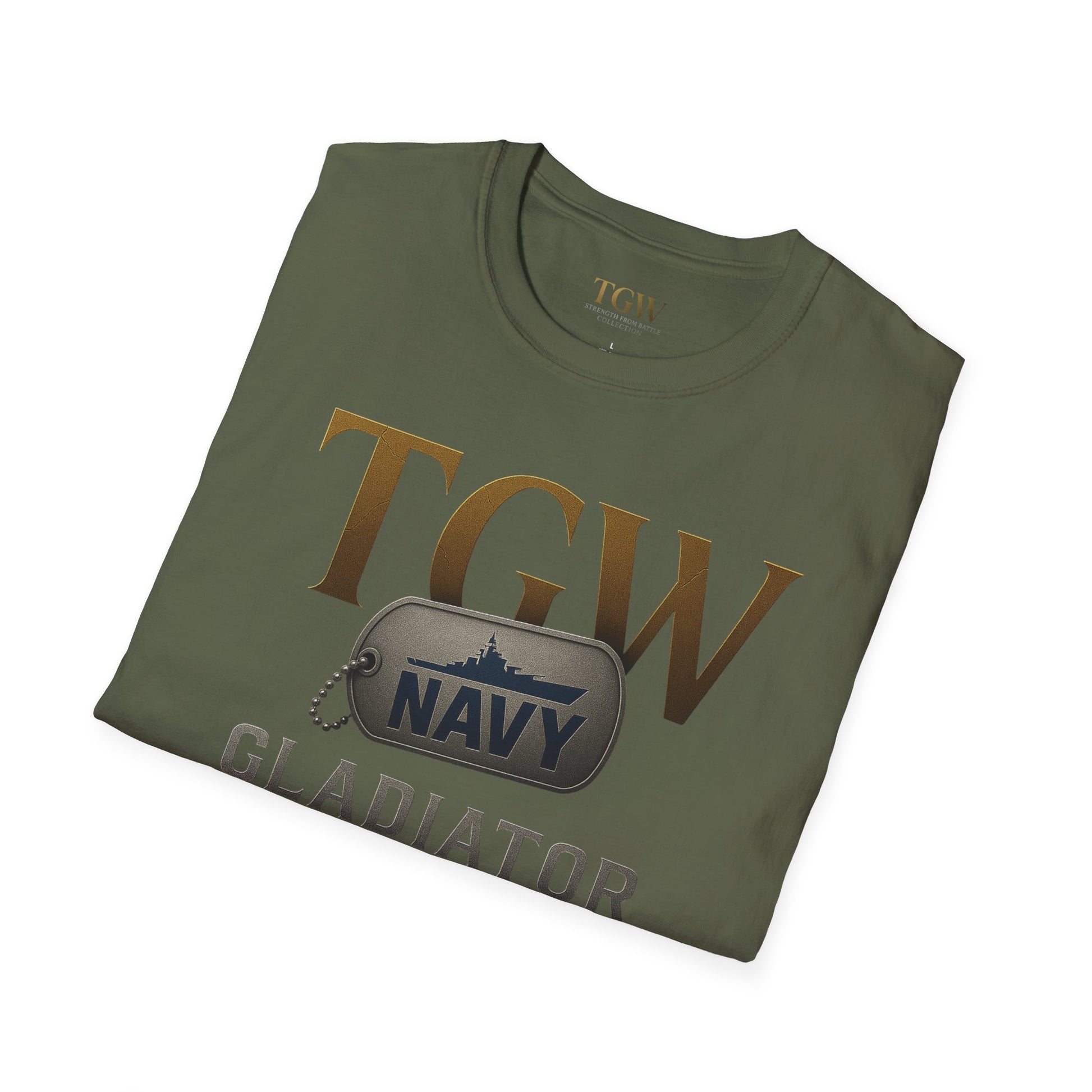 Navy Gladiator Within T-Shirt, Softstyle Tee for Veterans, Motivational Shirt, Gift for Military Families, Casual Everyday Wear
