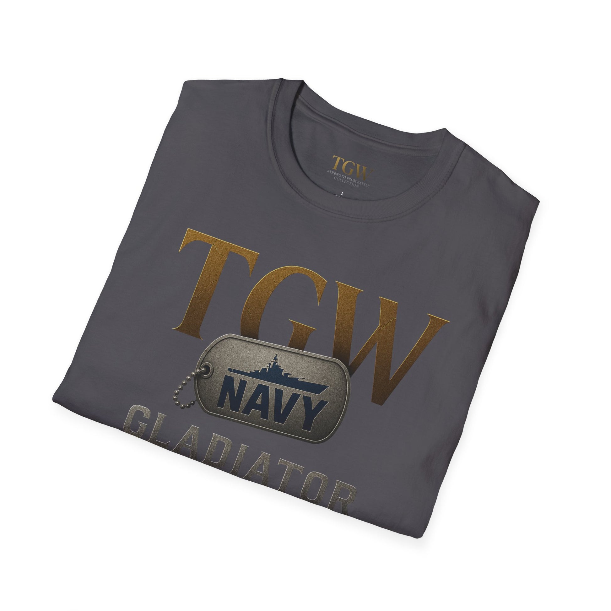 Navy Gladiator Within T-Shirt, Softstyle Tee for Veterans, Motivational Shirt, Gift for Military Families, Casual Everyday Wear