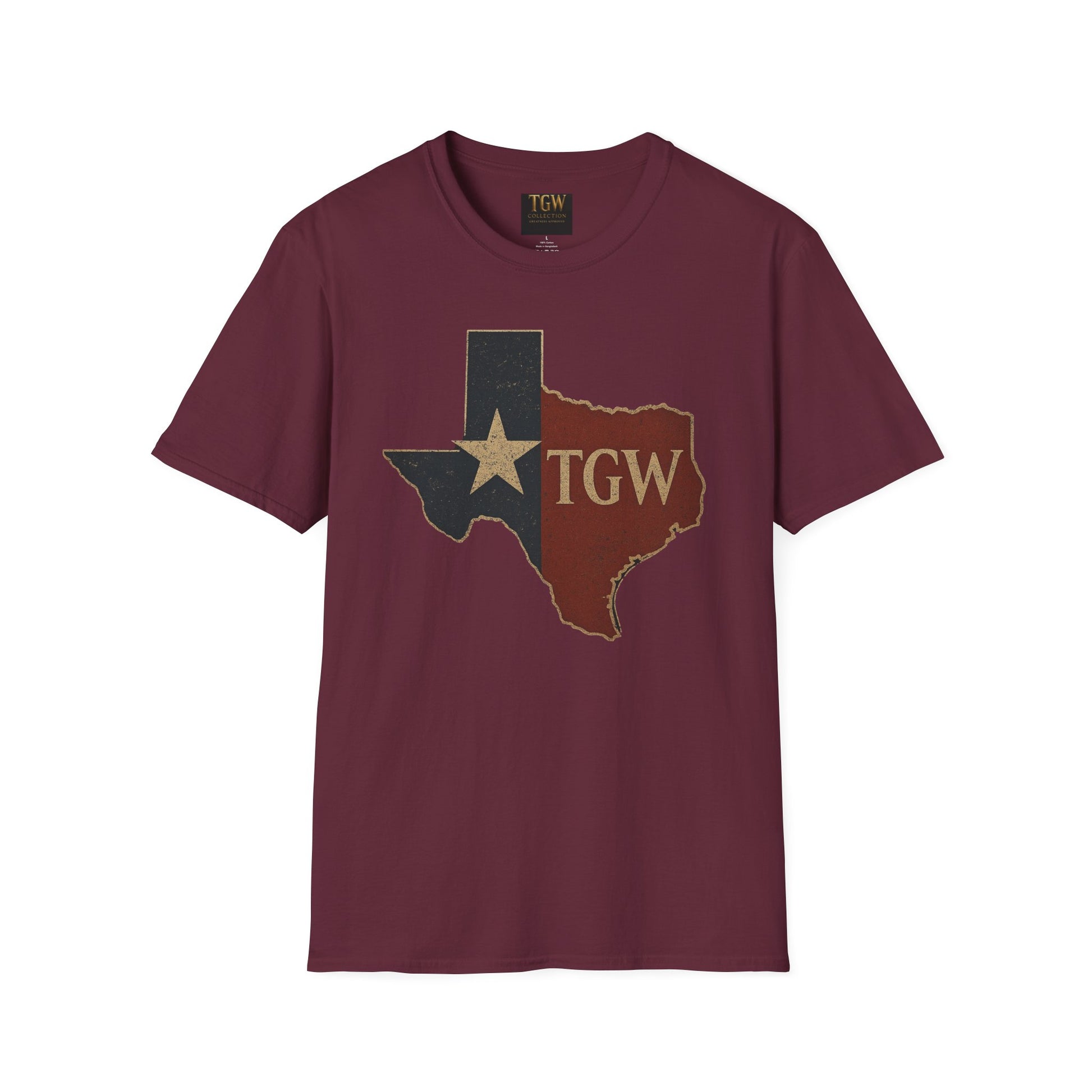 Texas Flag Outline T-Shirt with TGW Monogram — Rustic Lone Star Graphic Tee