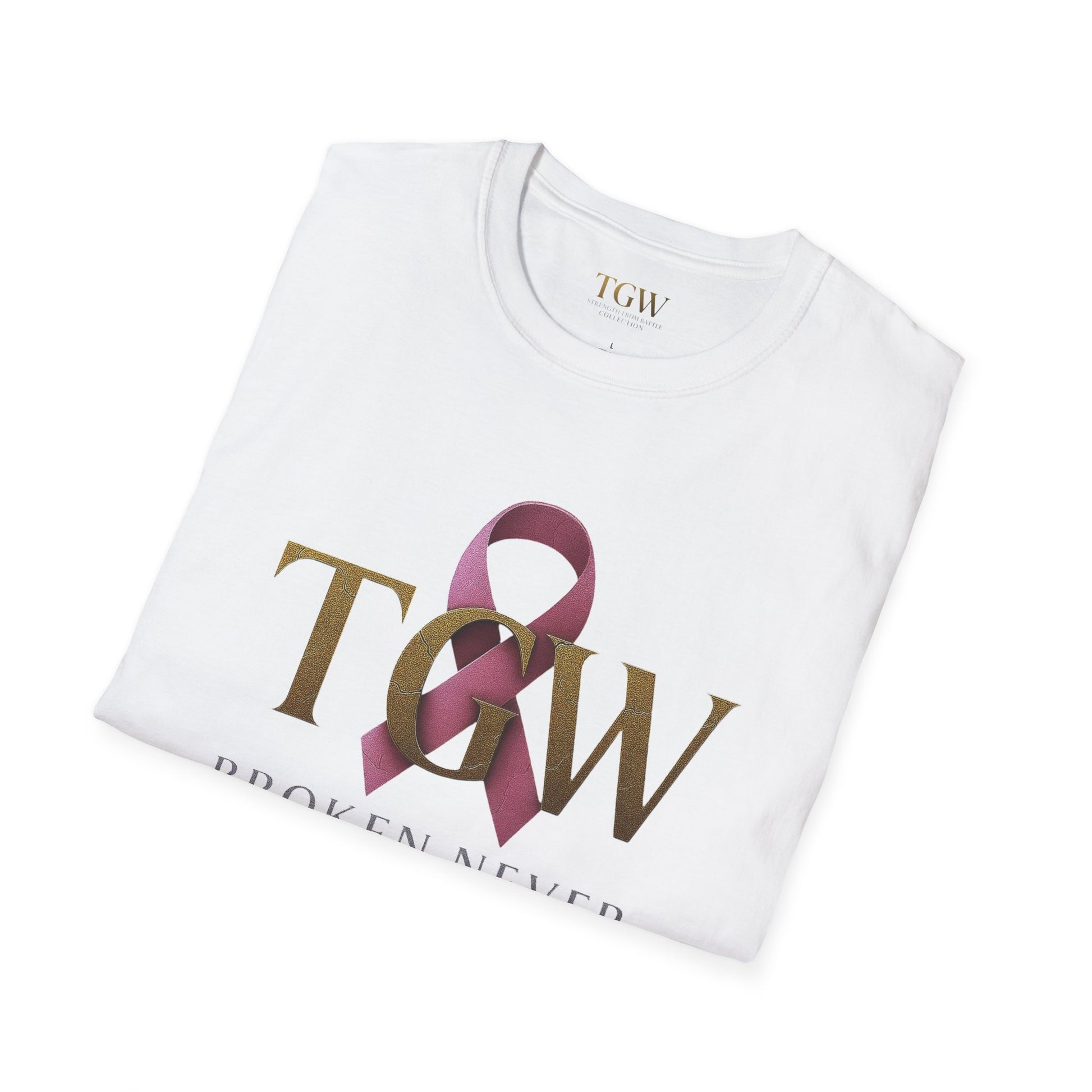 Inspirational T-Shirt: "Broken Never Beat Me" | Motivation, Support, Awareness, Gift for Her, Cancer Survivor