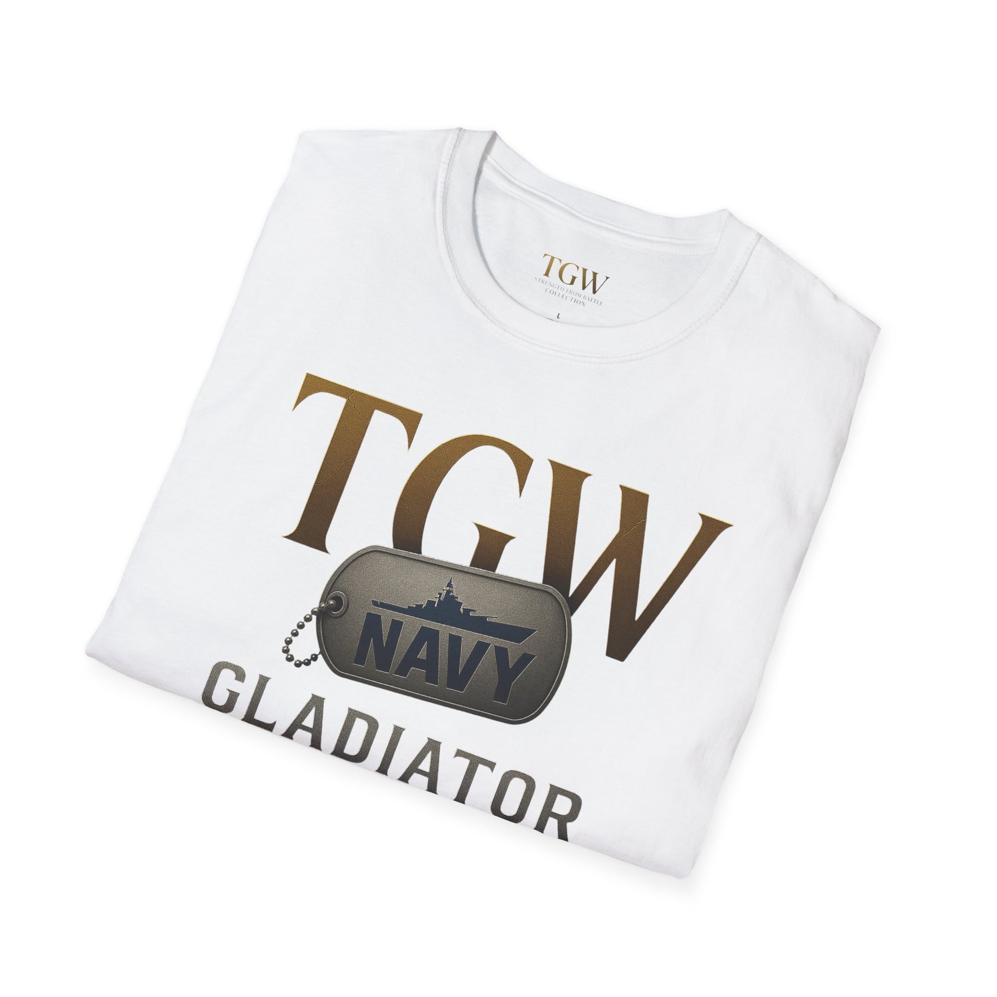 Navy Gladiator Within T-Shirt, Softstyle Tee for Veterans, Motivational Shirt, Gift for Military Families, Casual Everyday Wear