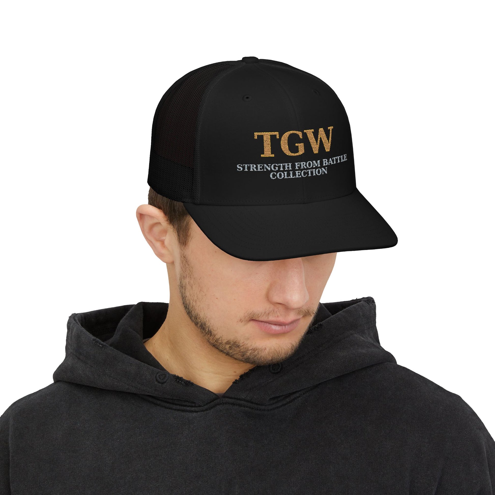 Embroidered Snapback Trucker Cap - Strength from Battle Collection, Adjustable Hat for Outdoors, Sportswear, Trendy Gift