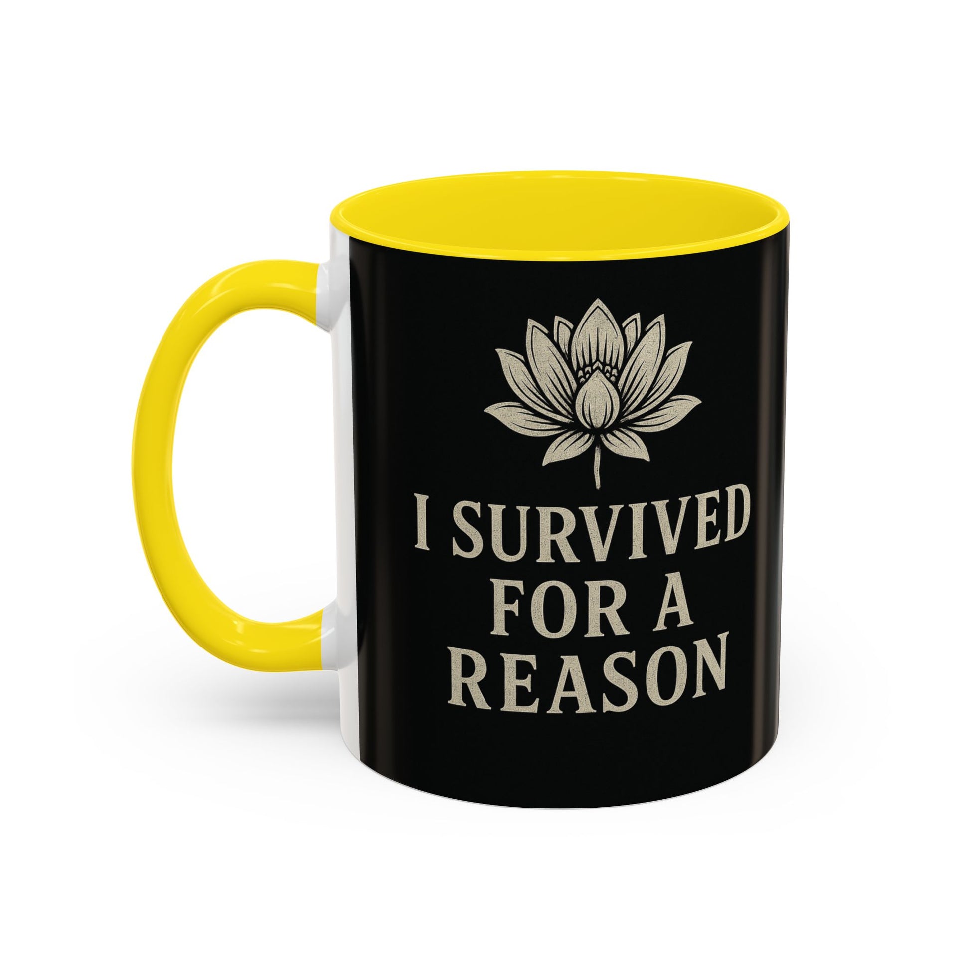 Inspirational Coffee Mug - I Survived for a Reason, Motivational Gift, Personalized Tea Cup, Positive Affirmation, Self-Care Mug