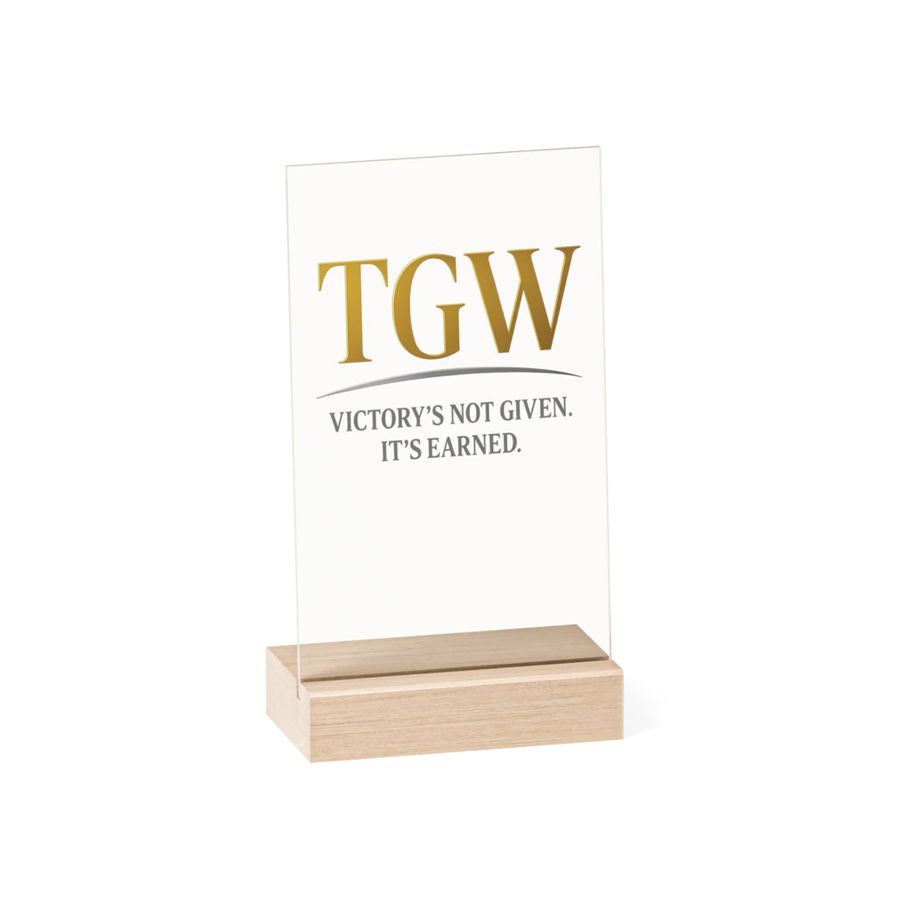 Elegant Acrylic Motivational Sign with Wooden Stand, Inspirational Desk Decor, Home Office Decoration, Perfect Gift for Graduates