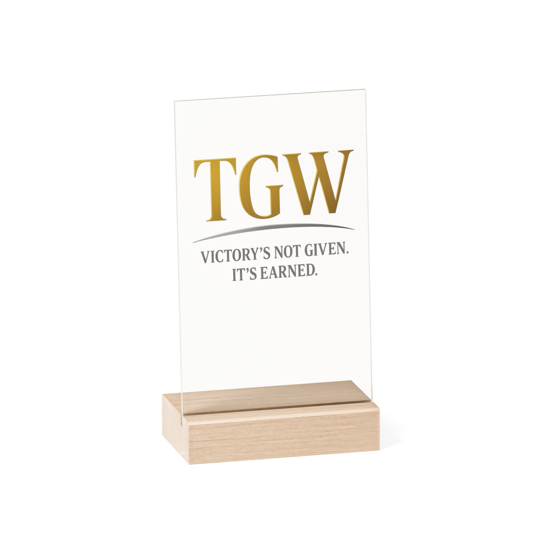 Elegant Acrylic Motivational Sign with Wooden Stand, Inspirational Desk Decor, Home Office Decoration, Perfect Gift for Graduates