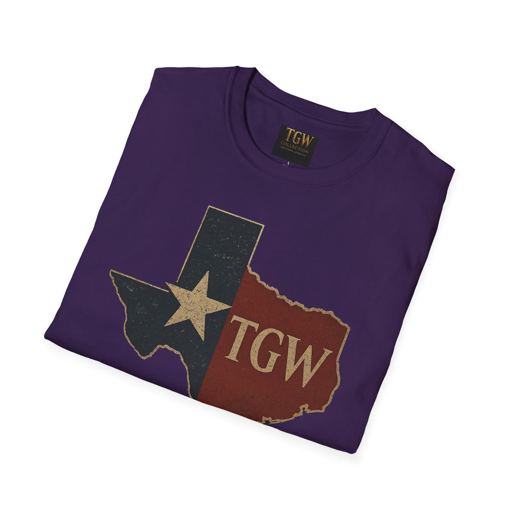 Texas Flag Outline T-Shirt with TGW Monogram — Rustic Lone Star Graphic Tee