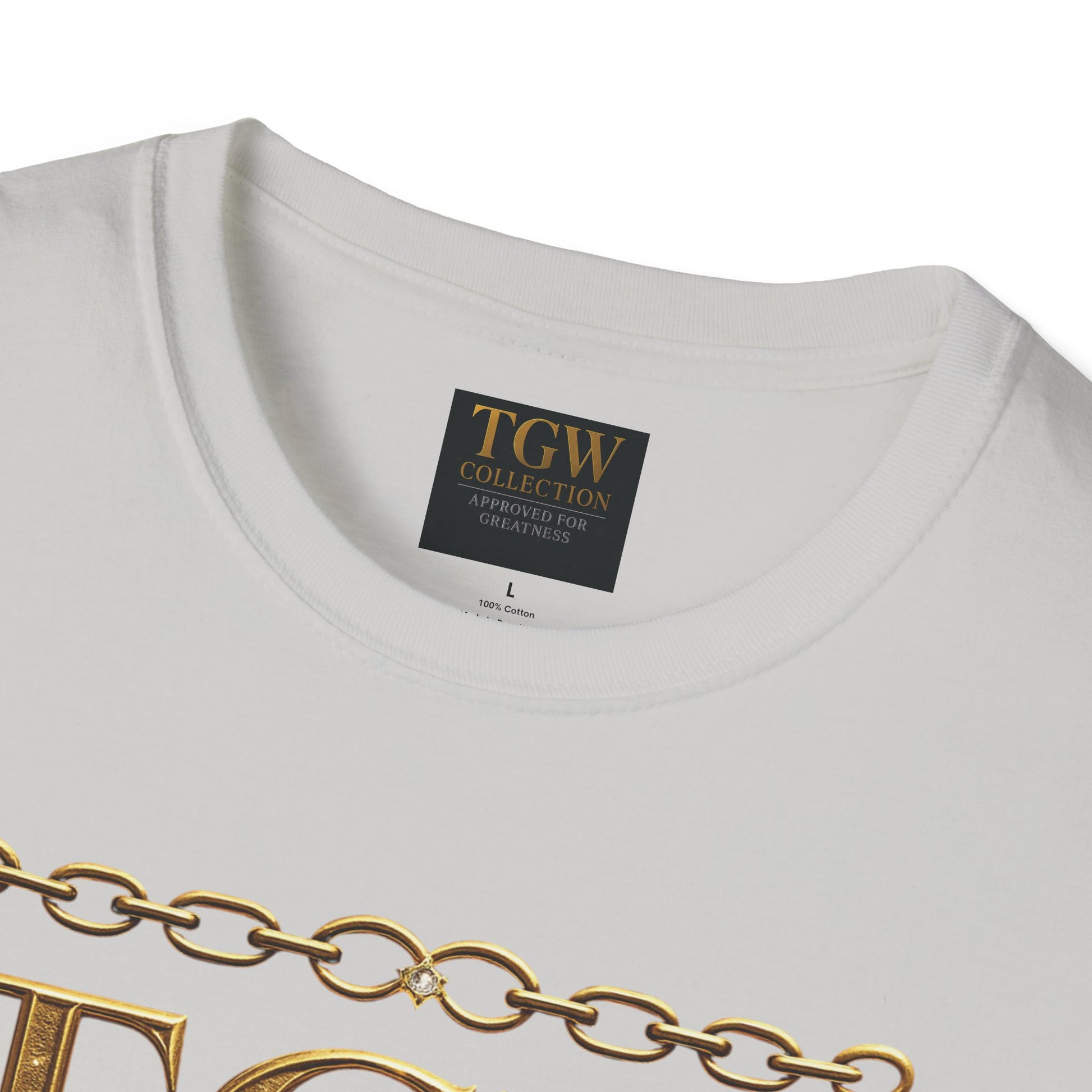 Gold Chain Text T-Shirt, Stylish Tee, Casual Wear, Motivational Shirt