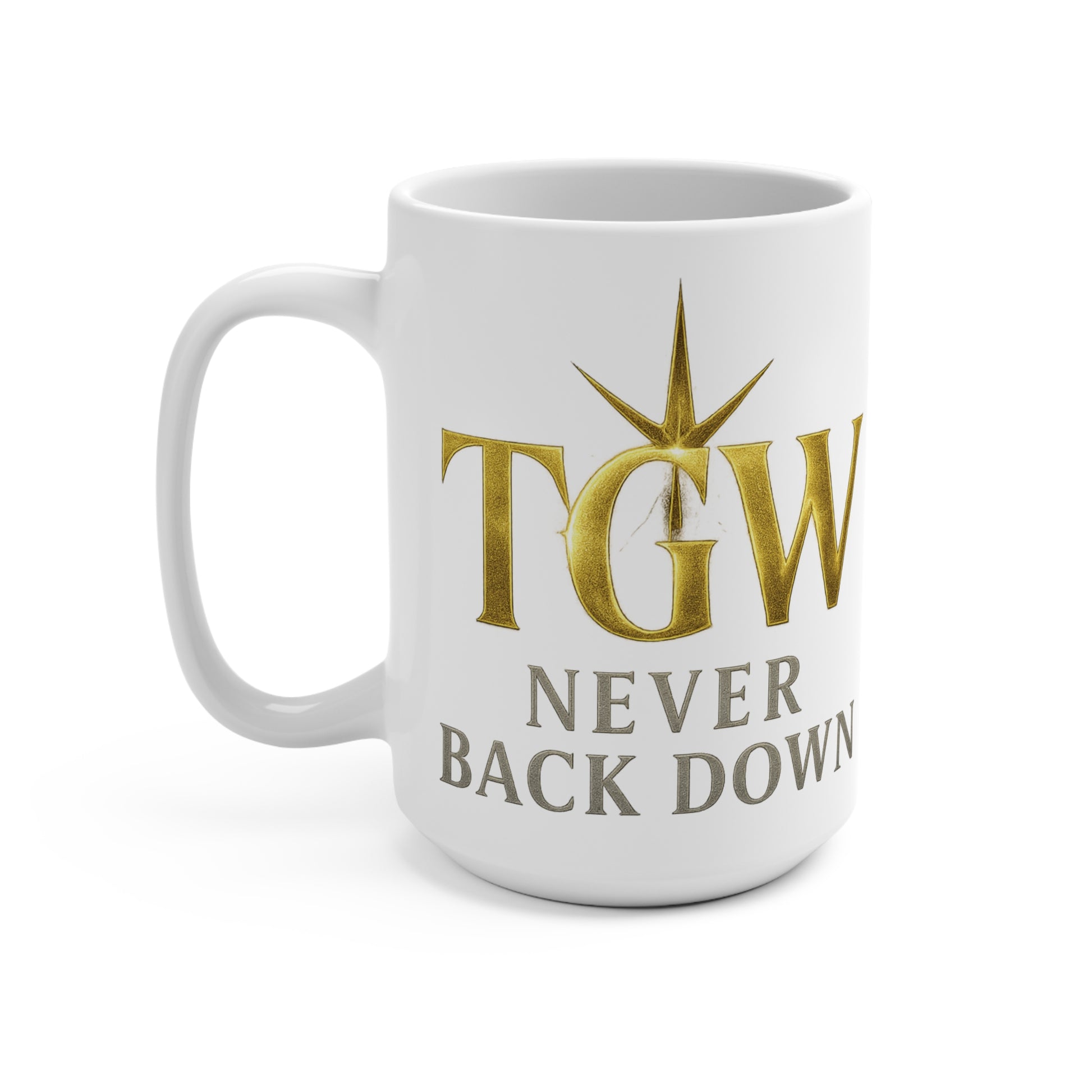 Inspirational Mug - "Never Back Down" Coffee Cup for Motivation, Gift for Friends, Self-Care, Office Decor, Motivational Gift