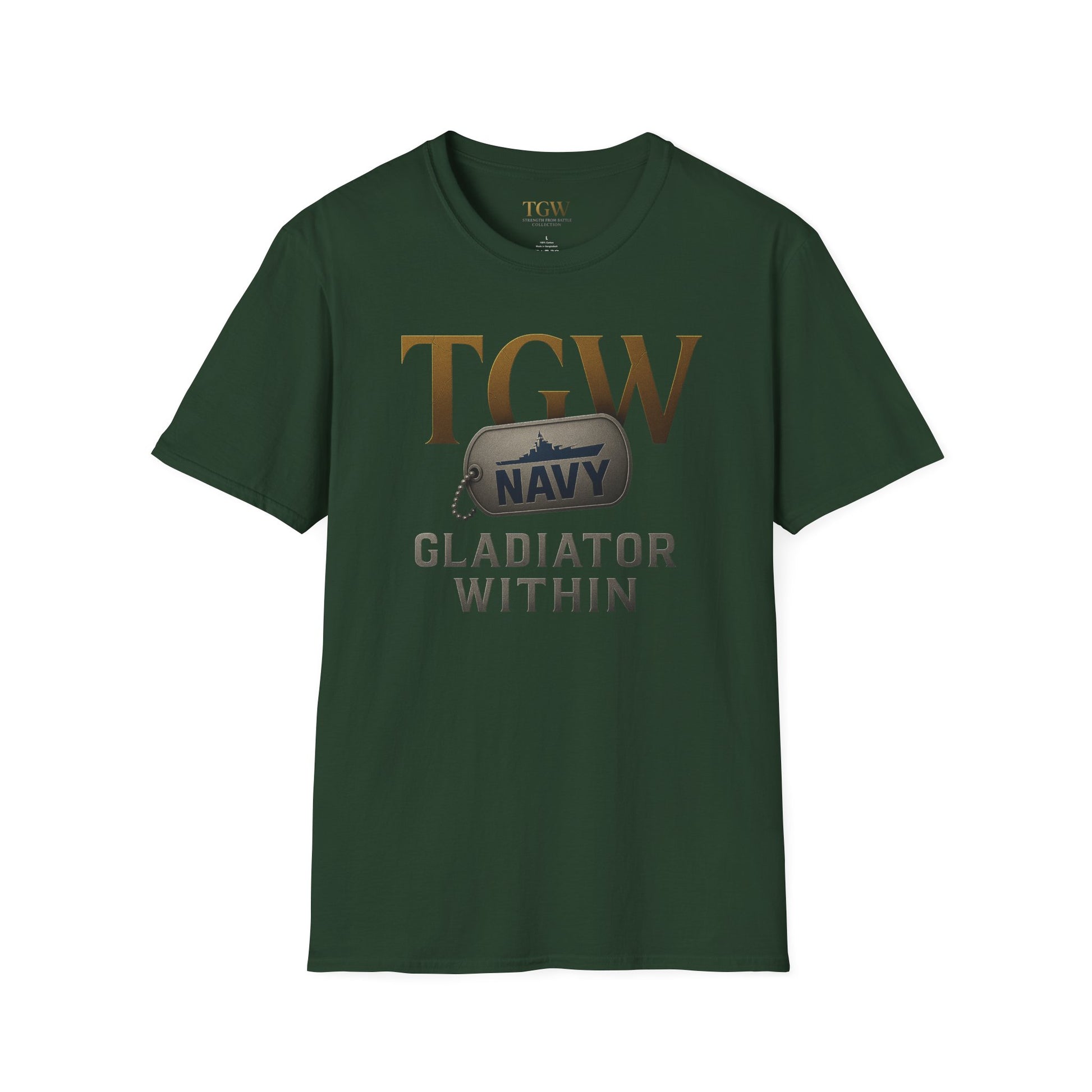 Navy Gladiator Within T-Shirt, Softstyle Tee for Veterans, Motivational Shirt, Gift for Military Families, Casual Everyday Wear
