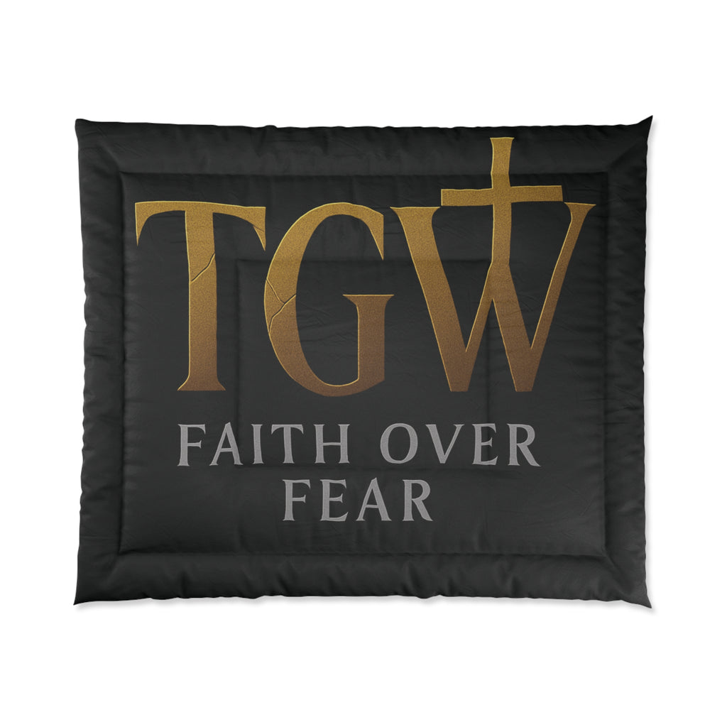 Faith Over Fear Comforter | Inspirational Bedding for a Cozy Home, Motivational Bedroom Decor, Modern Home