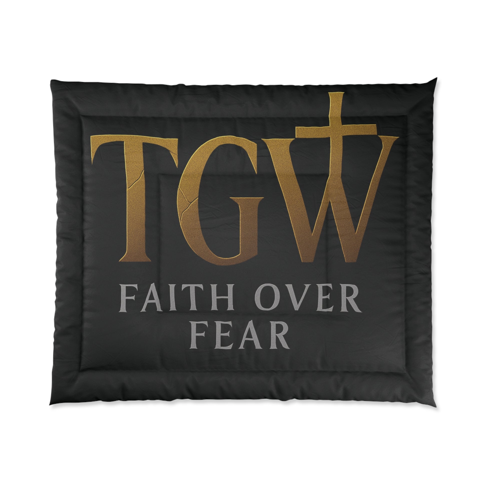 Faith Over Fear Comforter | Inspirational Bedding for a Cozy Home, Motivational Bedroom Decor, Modern Home